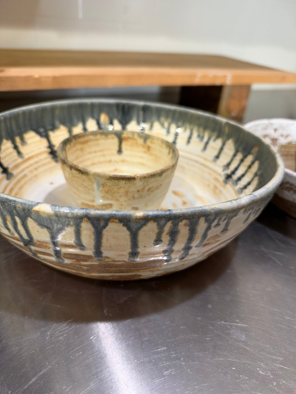 Blue Ash and Salt Glazed Chip and Dip