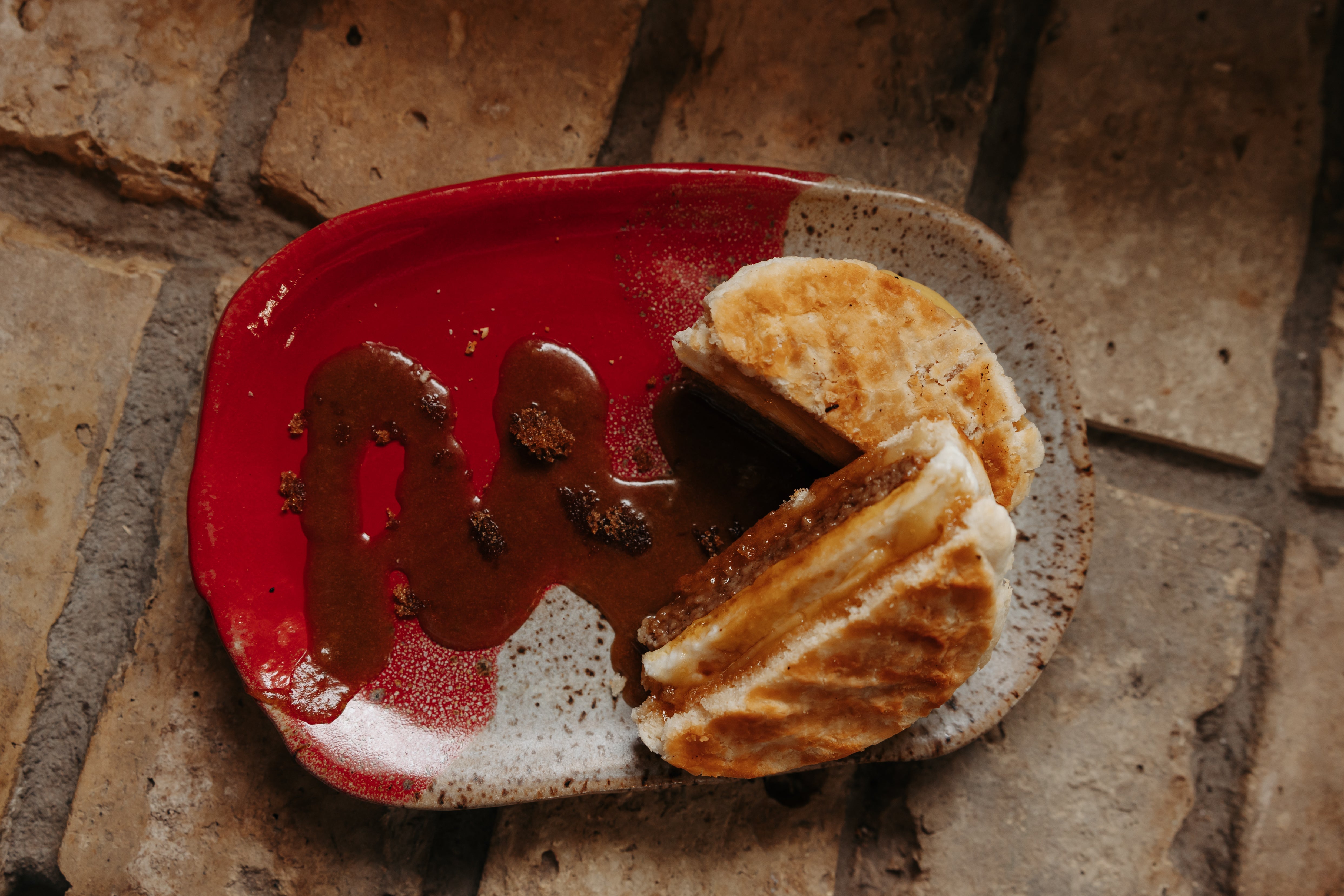 Grilled Panini on a handmade pottery plate