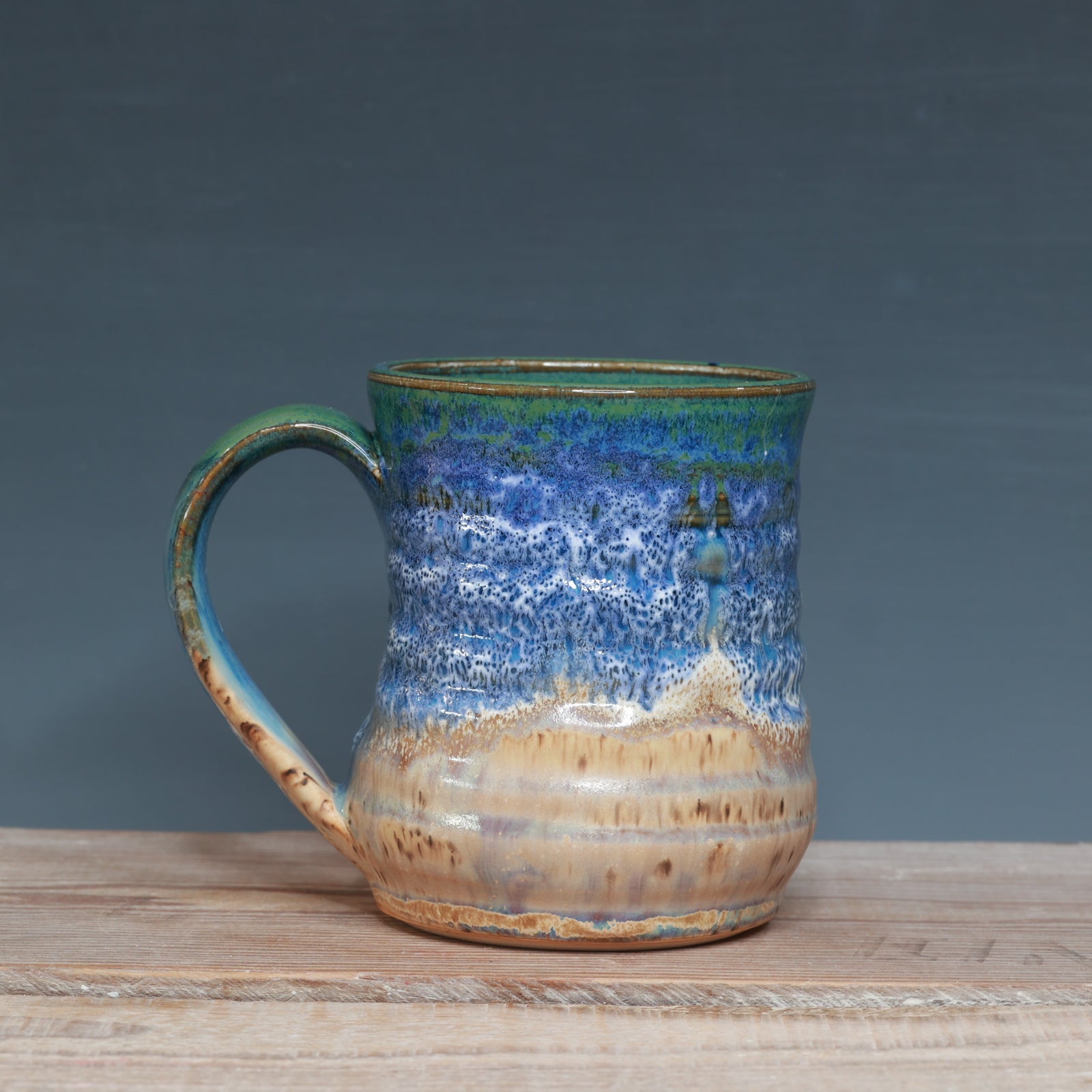 Blue surf and Sandstone Beach 12-13 oz.