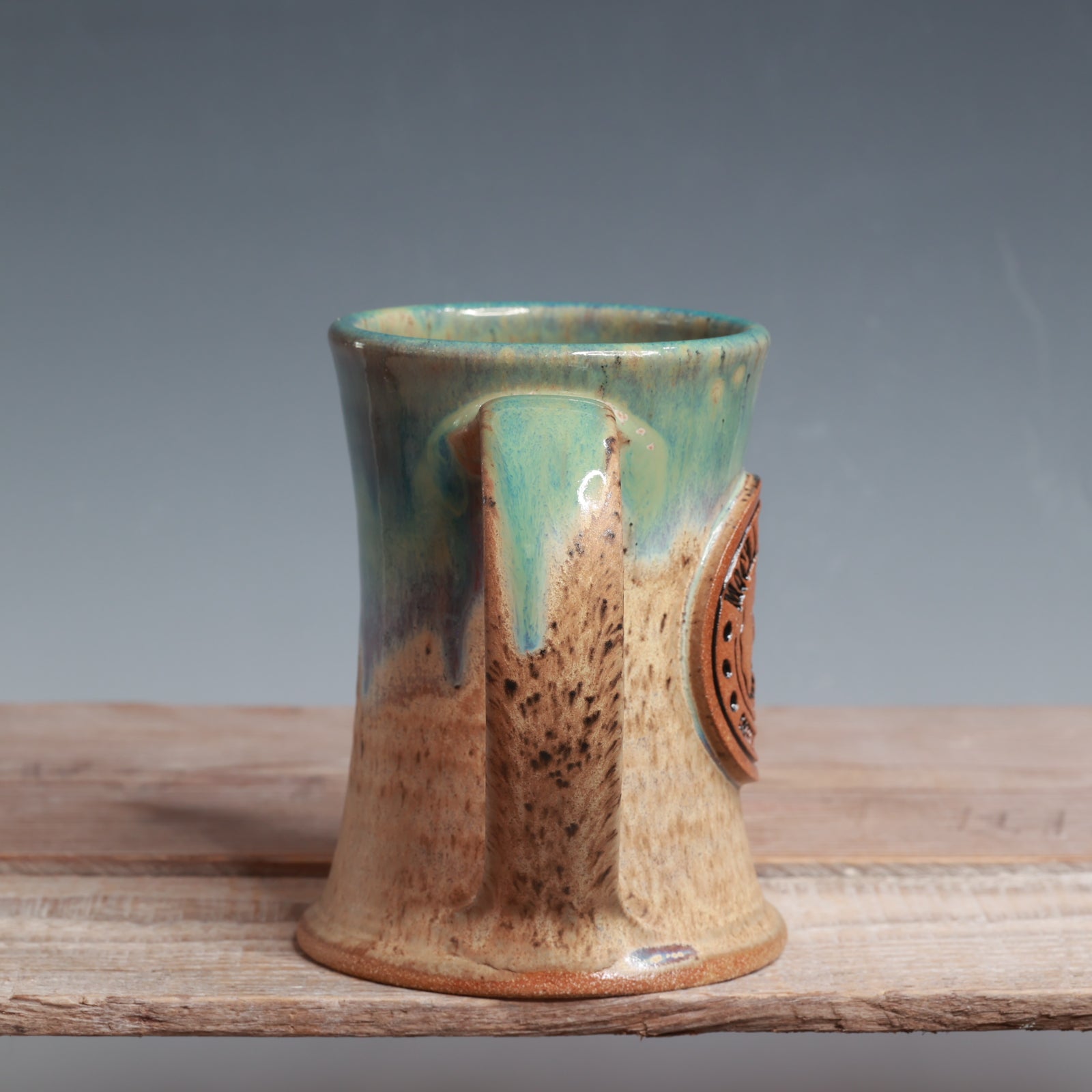 Aurora Green over Sandstone Mocha Monkey Mug - 13 oz.