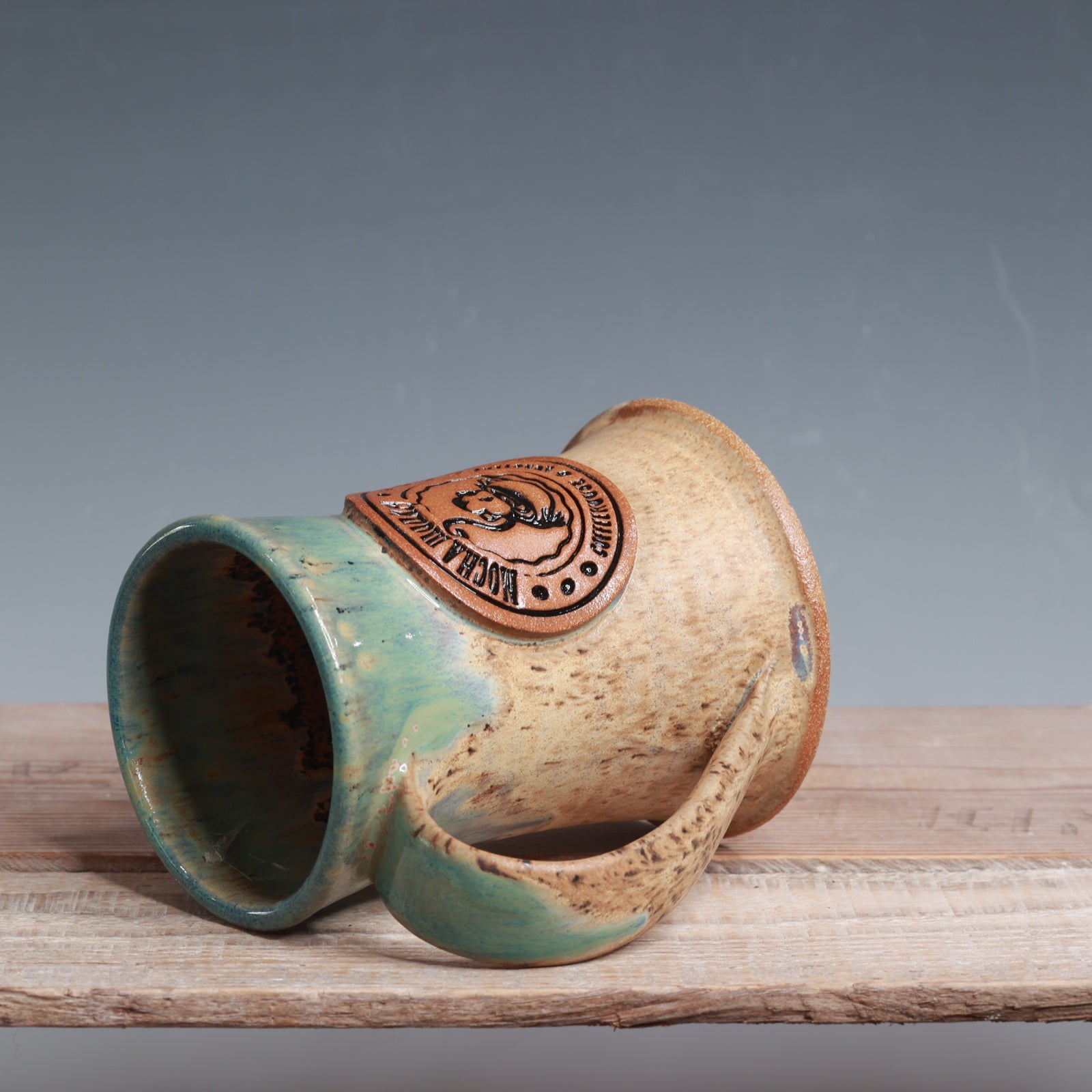 Aurora Green over Sandstone Mocha Monkey Mug - 13 oz.