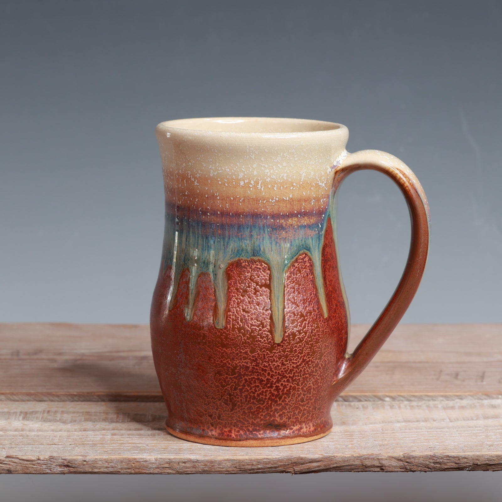 Alabaster over Copper Float MN Mocha Monkey Mug - 15 oz.