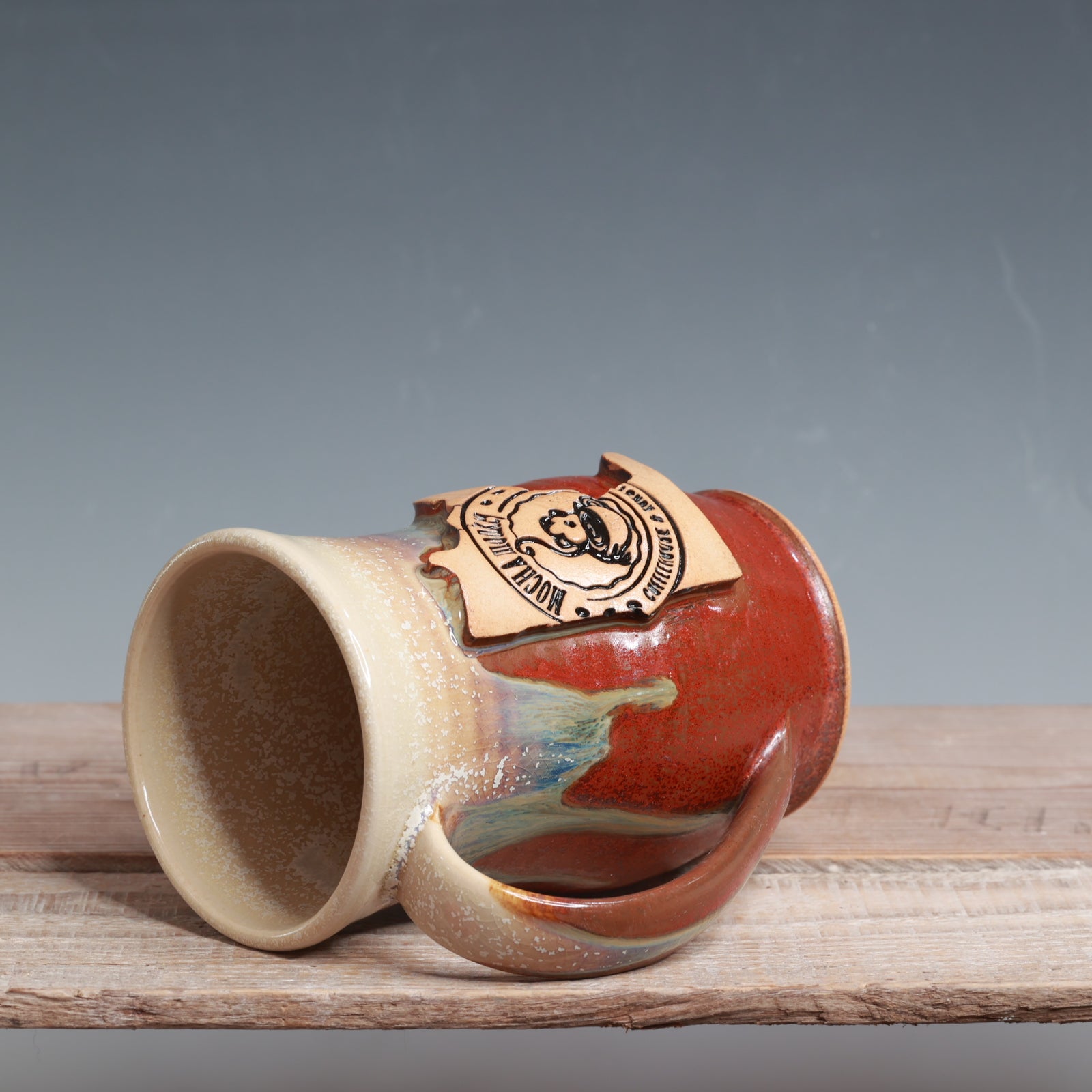 Alabaster over Copper Float MN Mocha Monkey Mug - 15 oz.