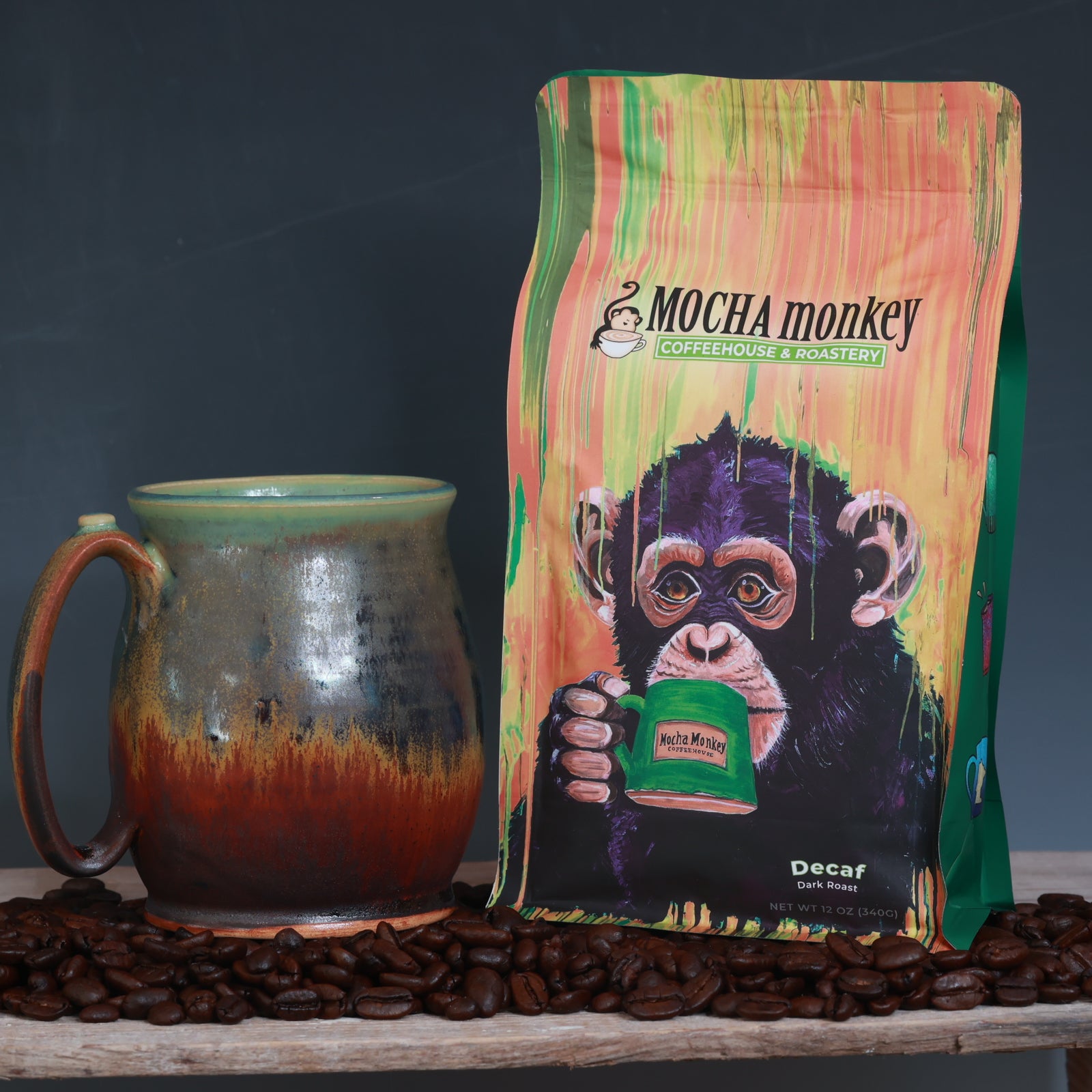 Coffee Beans and Mug Combo - Decaf Dark Roast