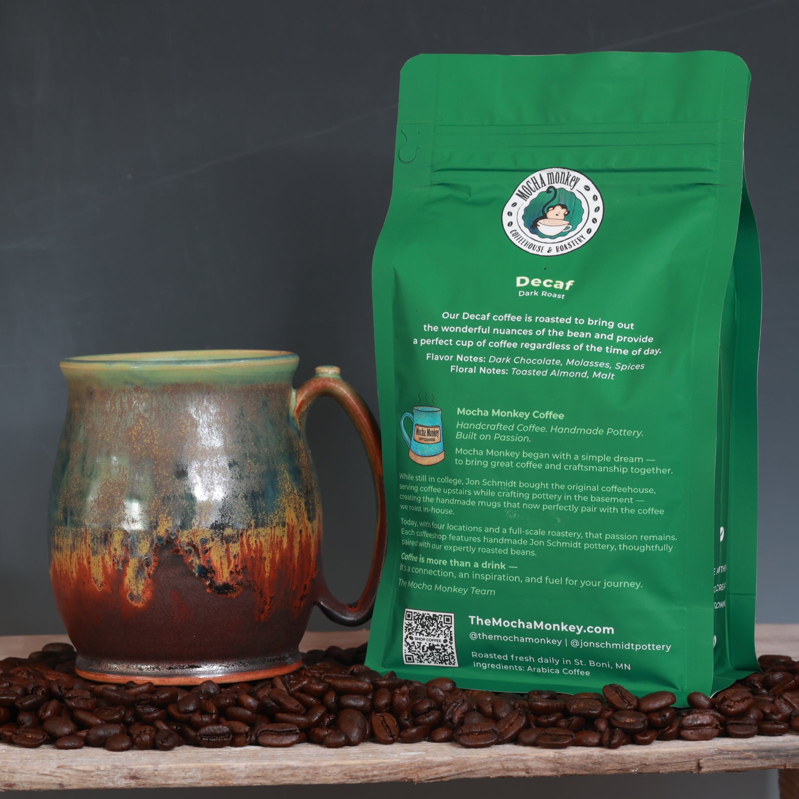 Coffee Beans and Mug Combo - Decaf Dark Roast