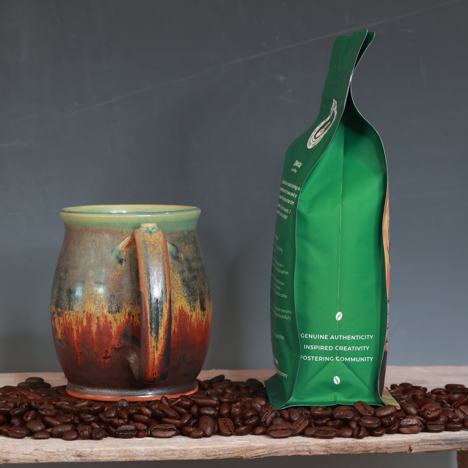 Coffee Beans and Mug Combo - Decaf Dark Roast