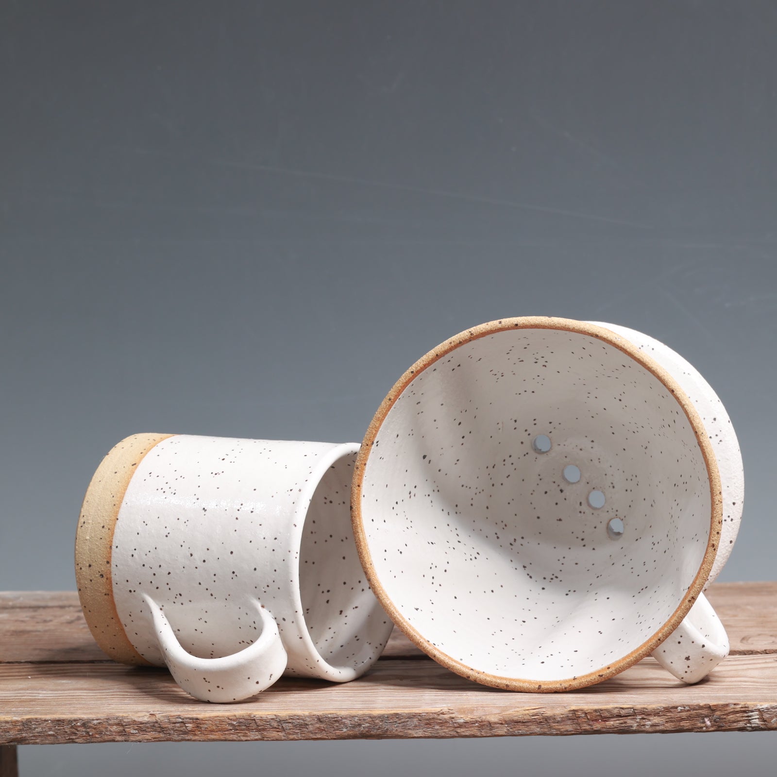 White Speckle Mug with Pour over Set