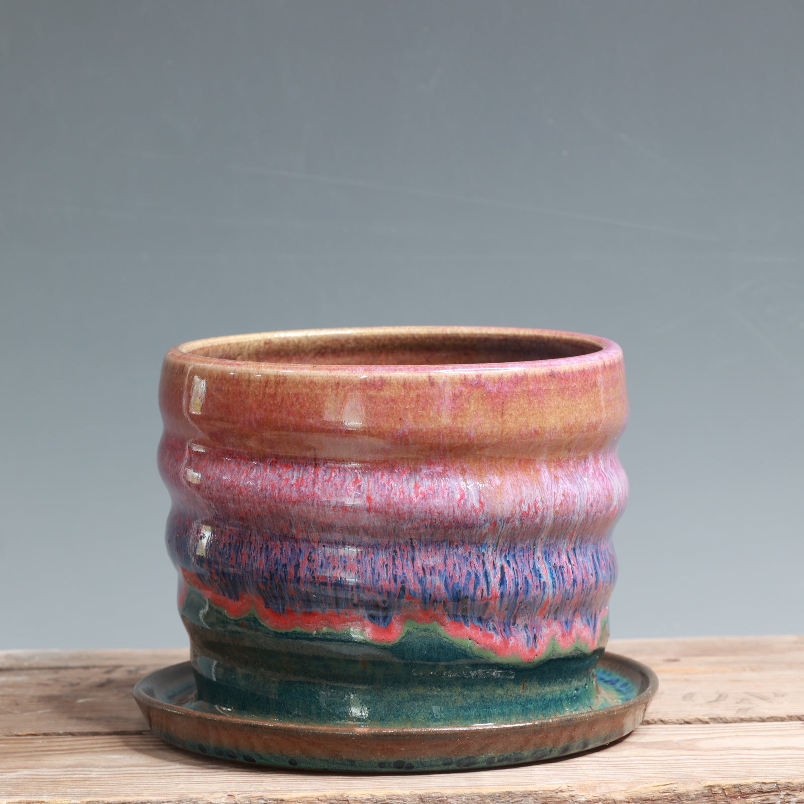 Raspberry Mist over Blue Surf Planter - 6 x 4.5 in.