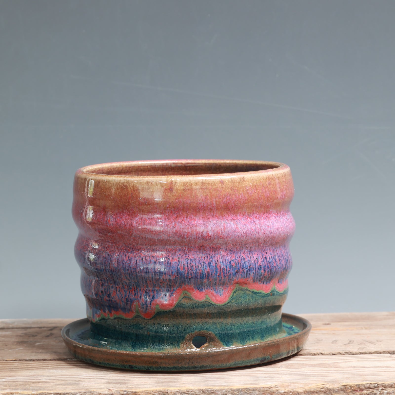 Raspberry Mist over Blue Surf Planter - 6 x 4.5 in.