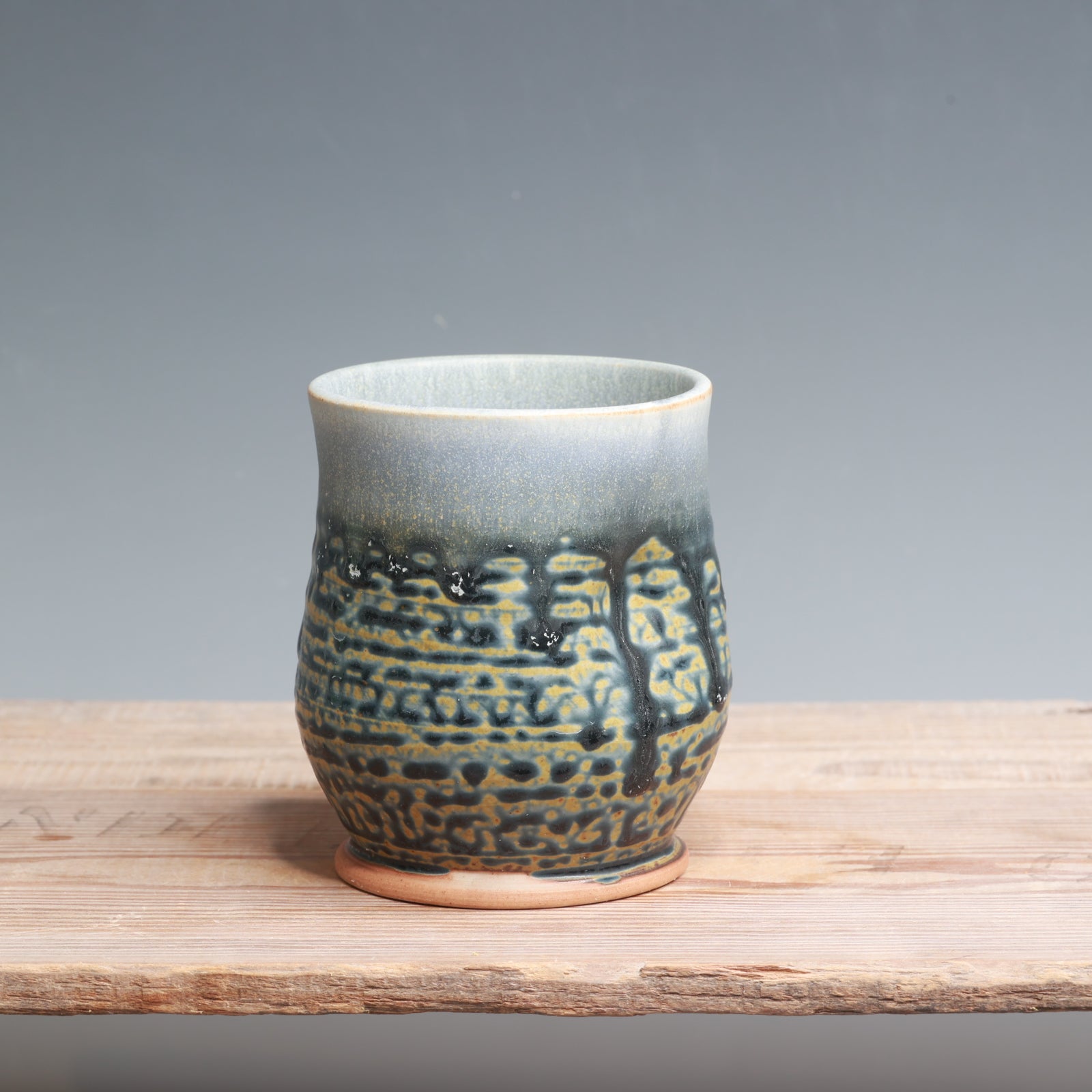 Blue Ash over Salt Thumb Cup - 11-12 oz.
