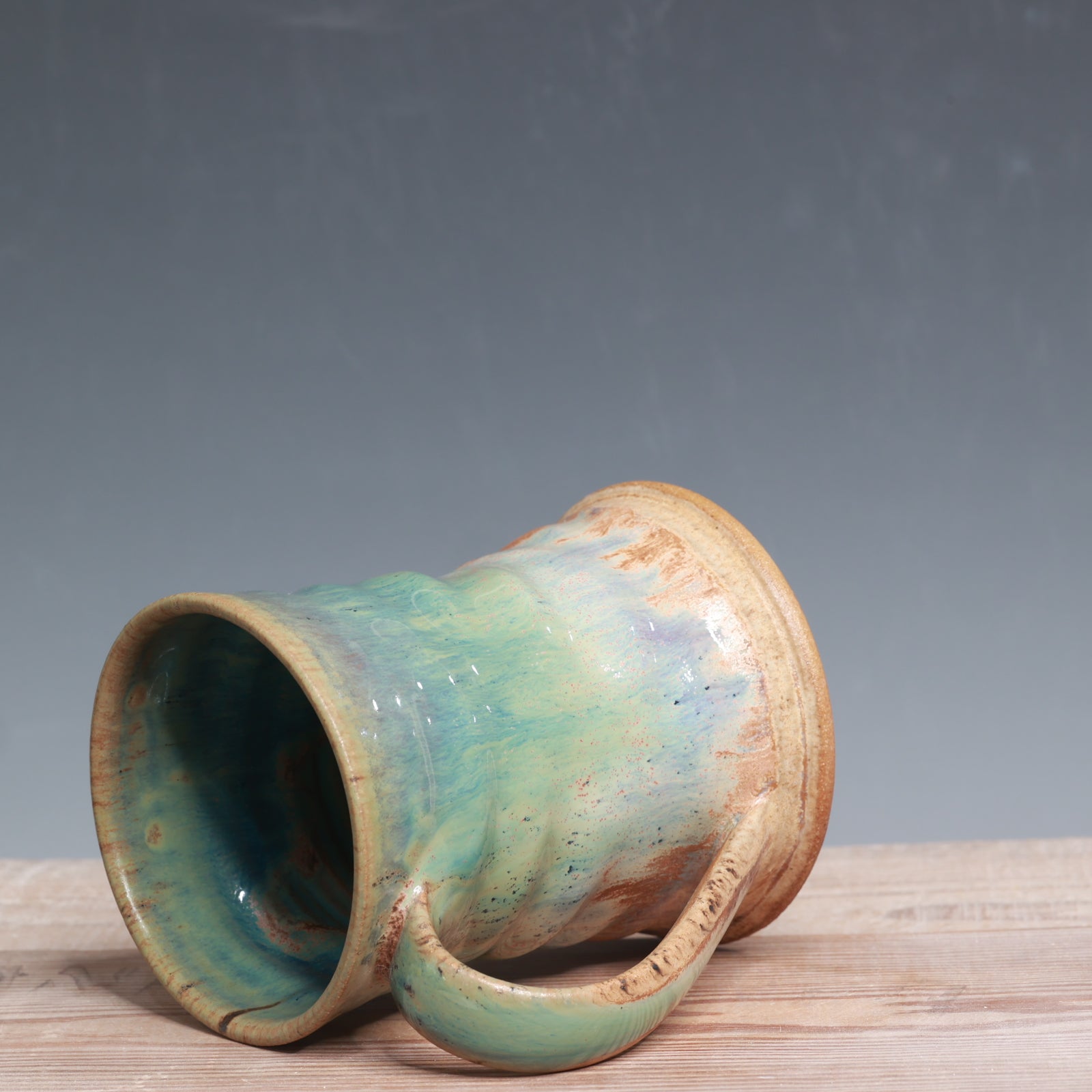 Aurora Green over Sandstone Mug - 13-15 oz.