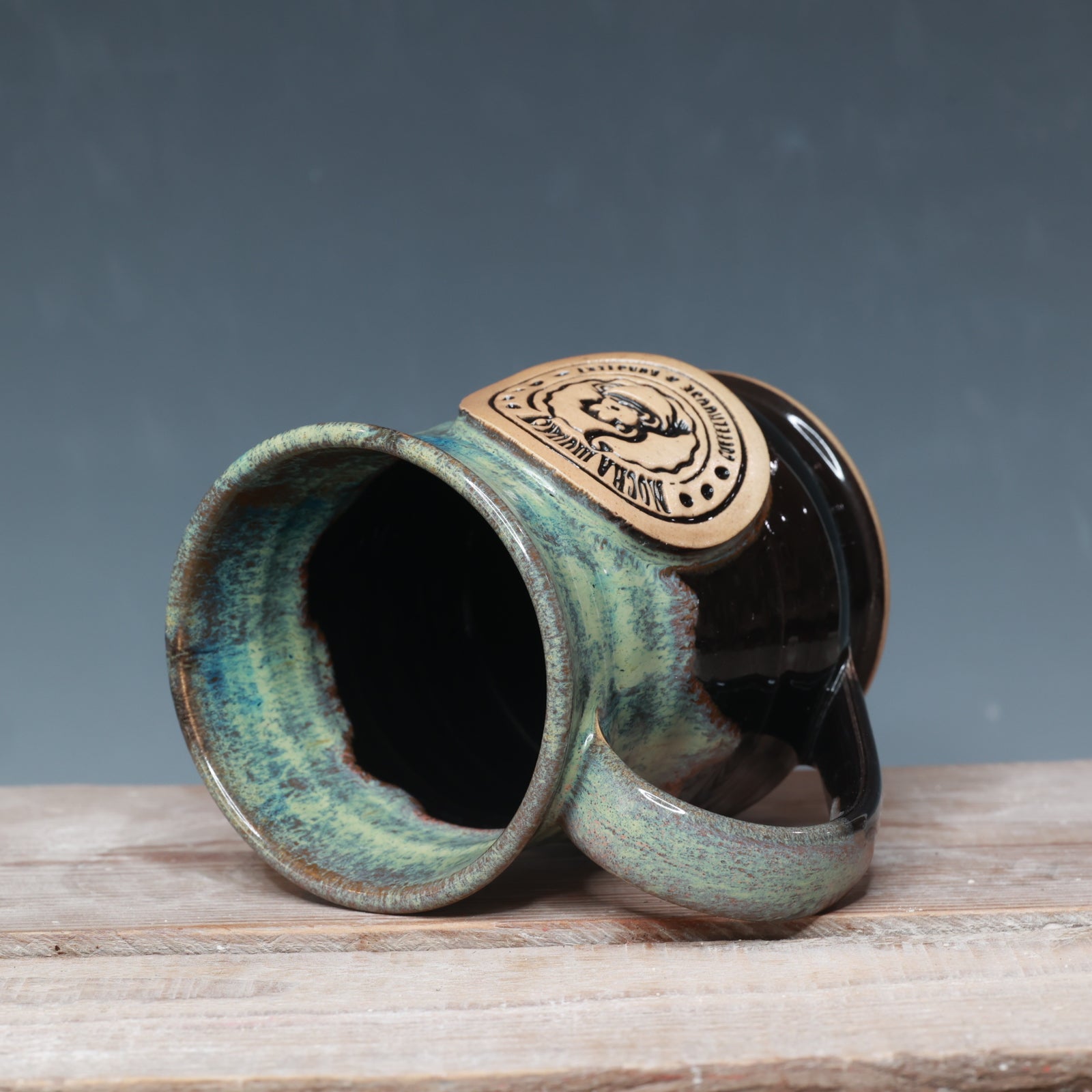 Northern Lights Mocha Monkey mug 15-16 oz.