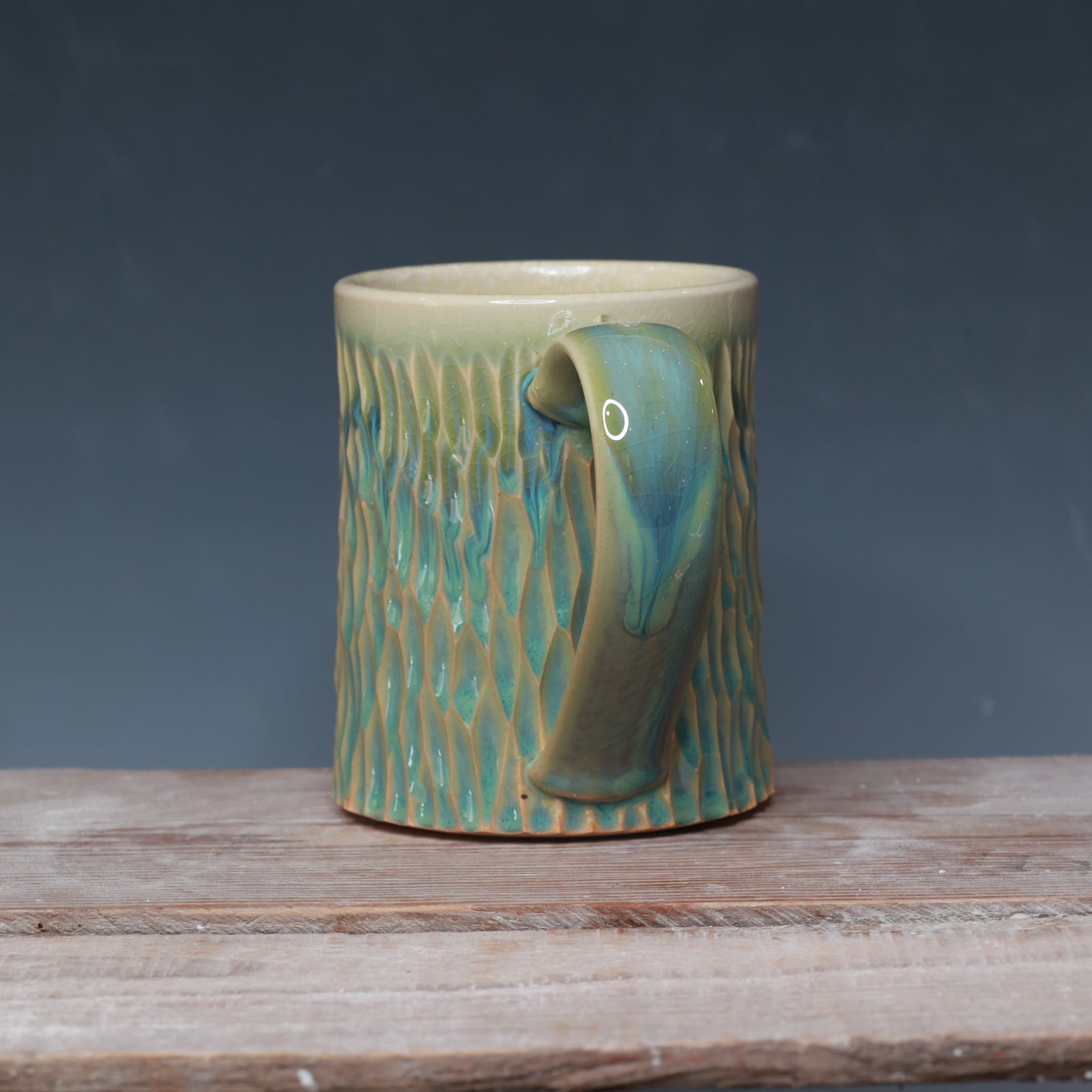 Green Tea Carved mug - 13-14 oz.