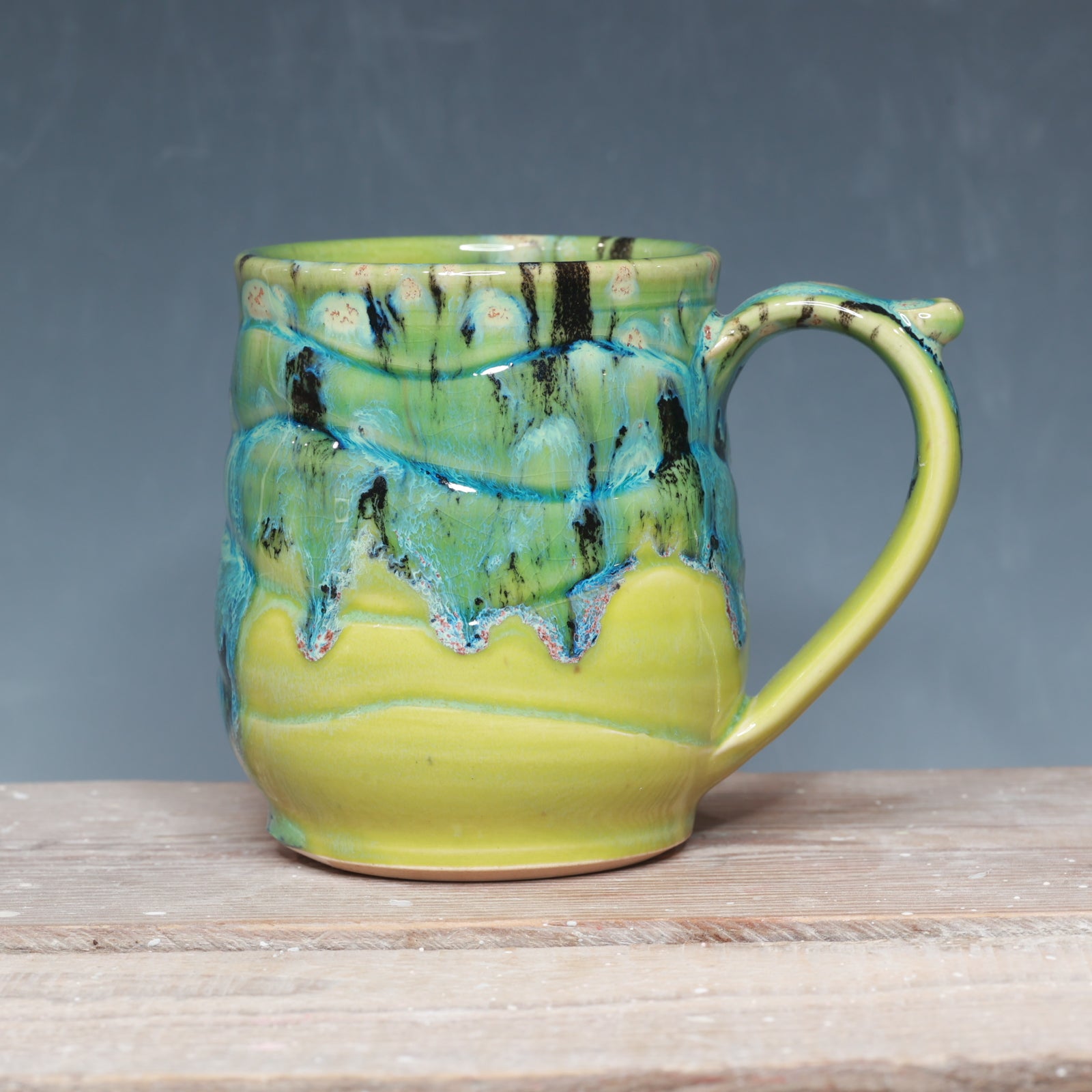 Aurora Green and Green Opal mug 17-19 oz.