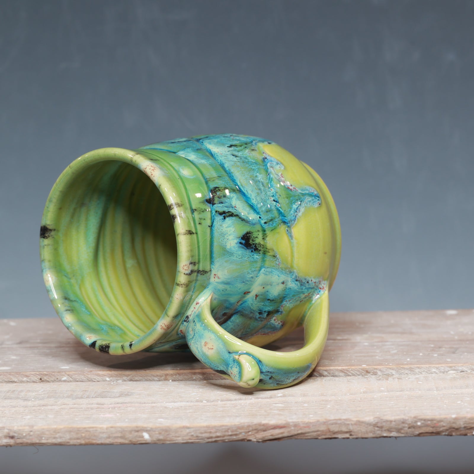 Aurora Green and Green Opal mug 17-19 oz.