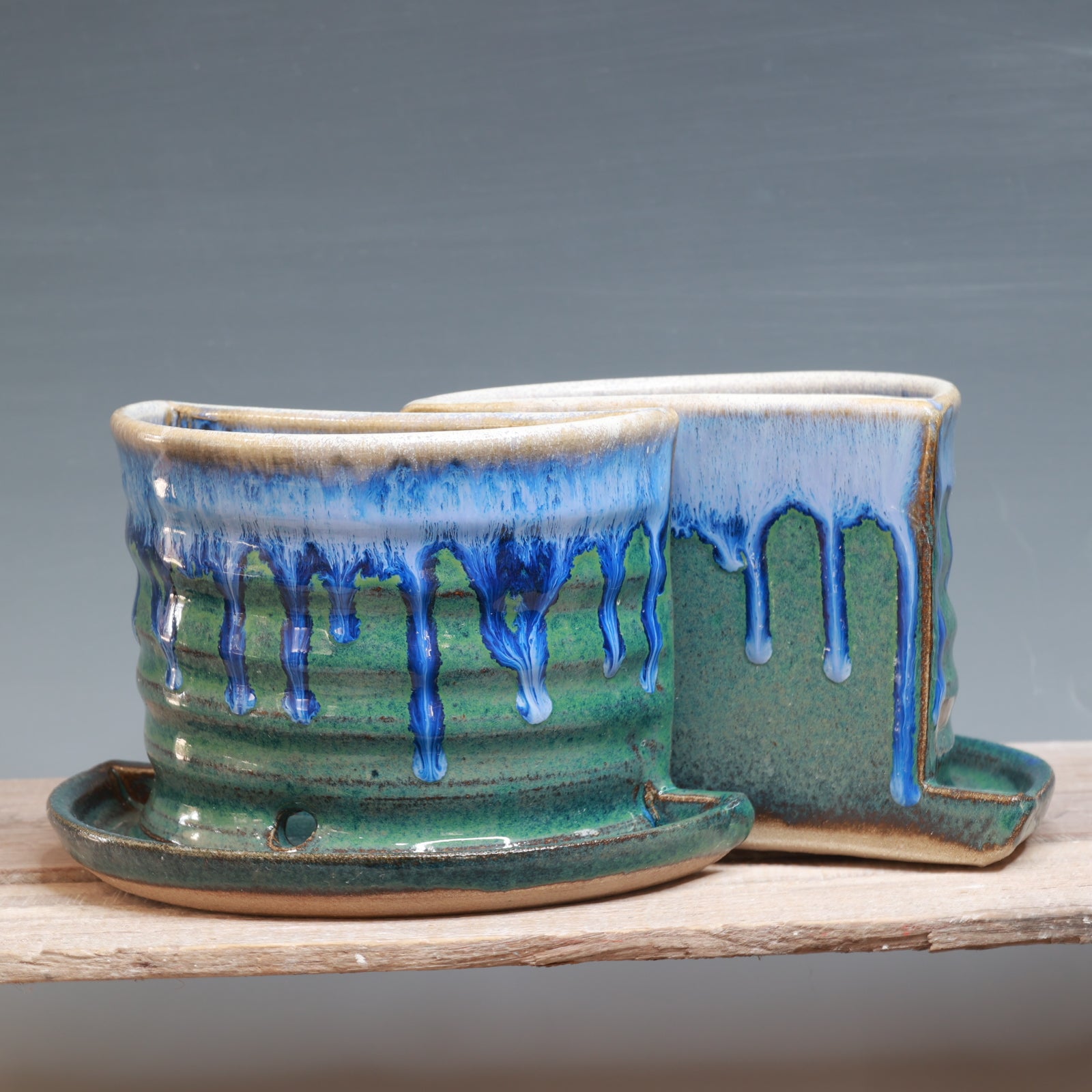 Blue Surf Bookend Planters