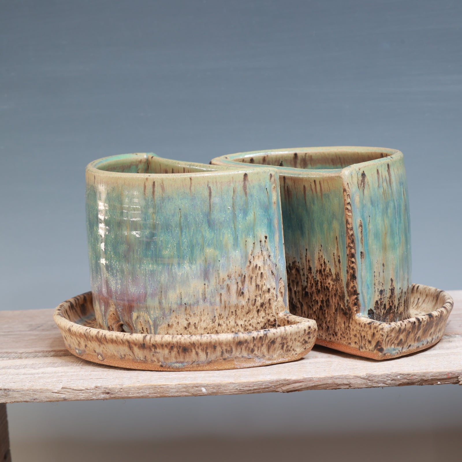 Aurora Green Bookend Planters