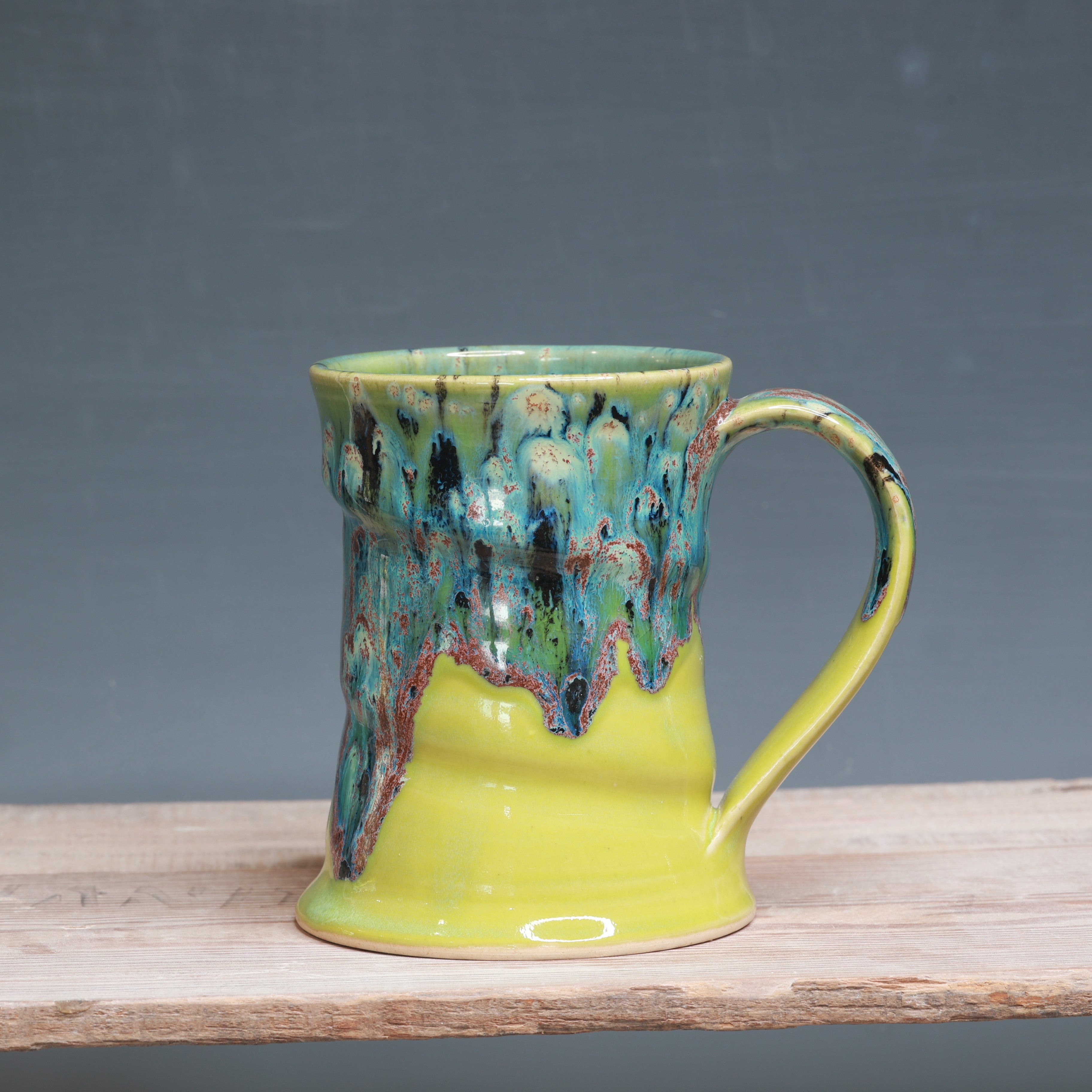 Aurora Green and Green Opal mug 16-18 oz.
