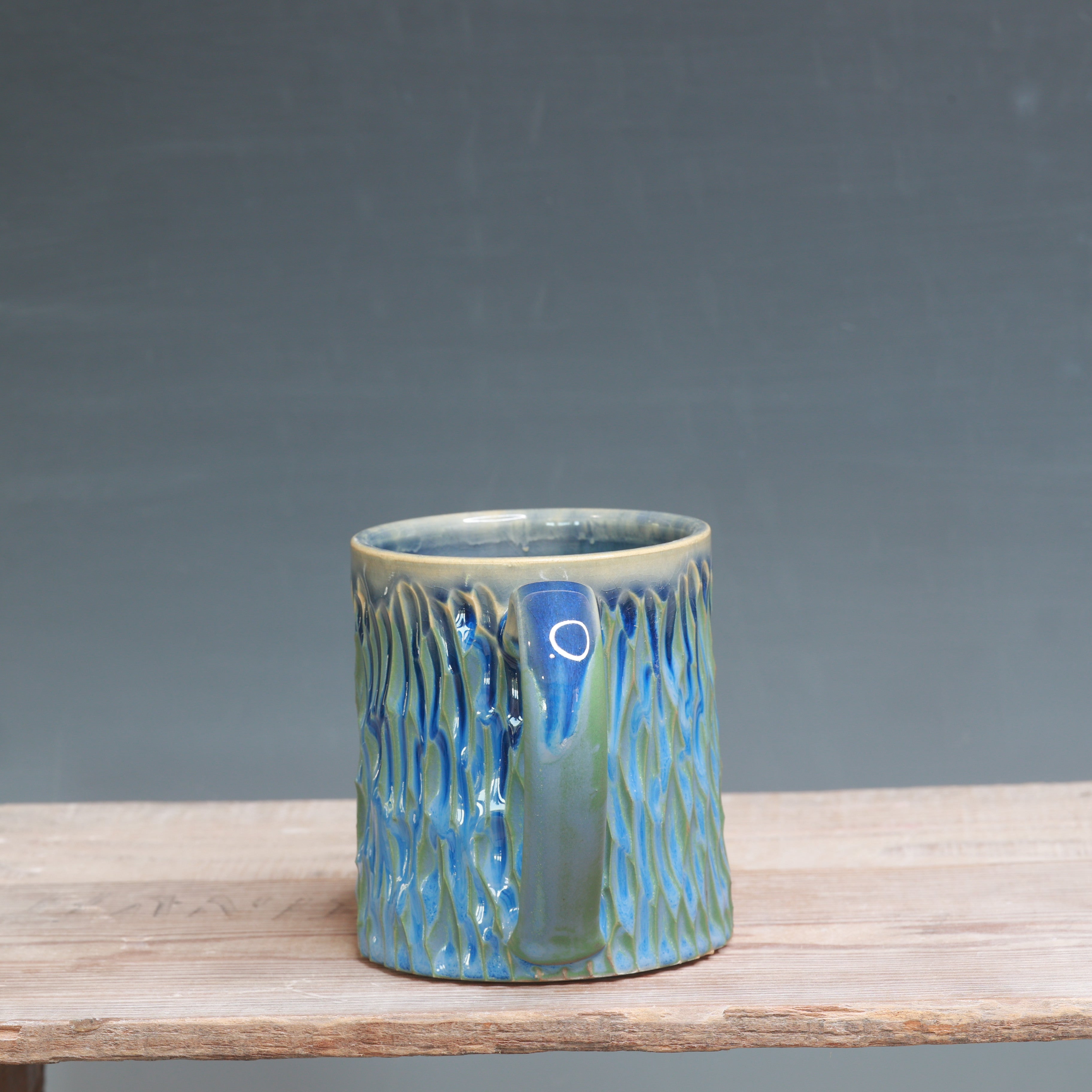 Capri Blue Carved Mug - 15 oz