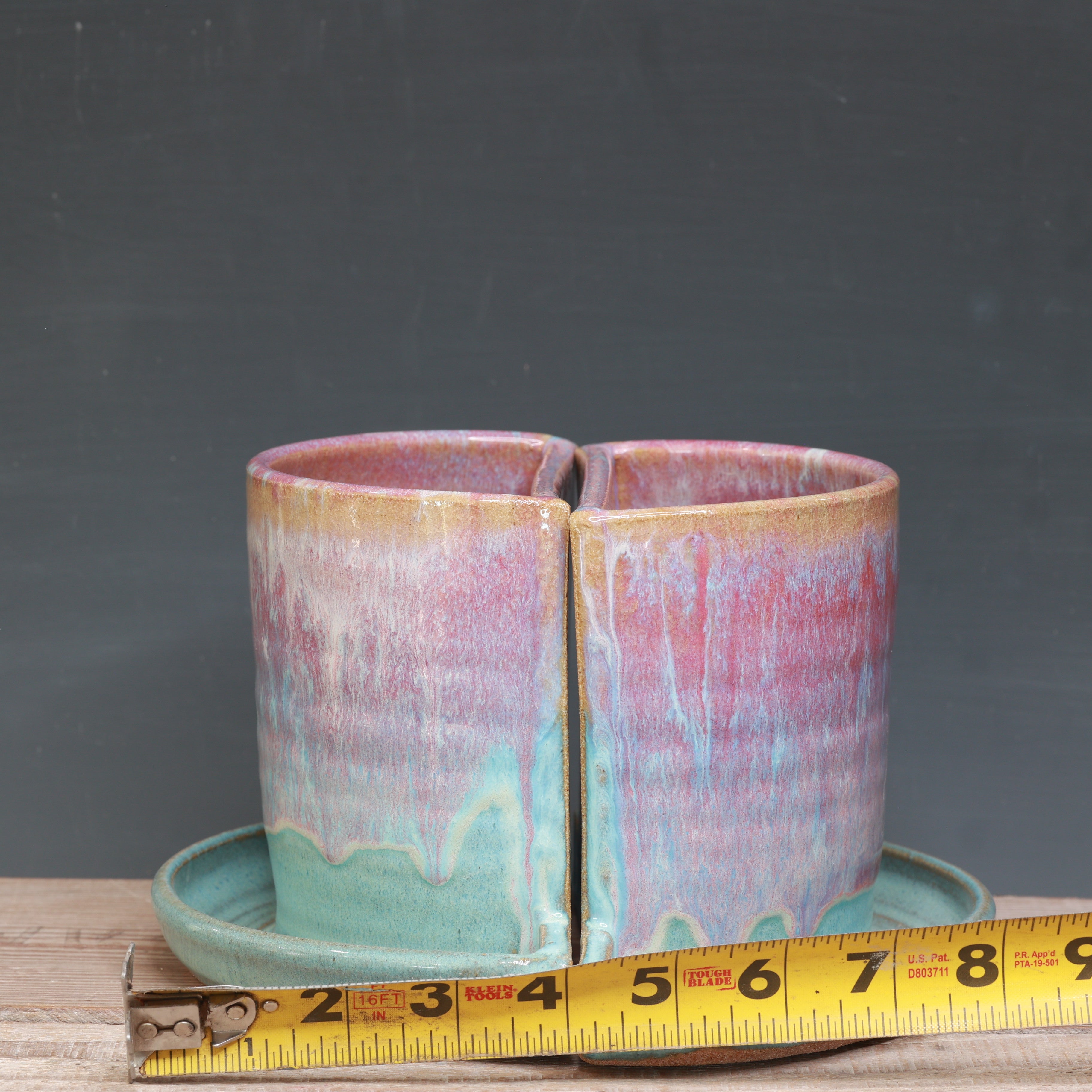 Raspberry Mist and Norse Blue Bookend Planters