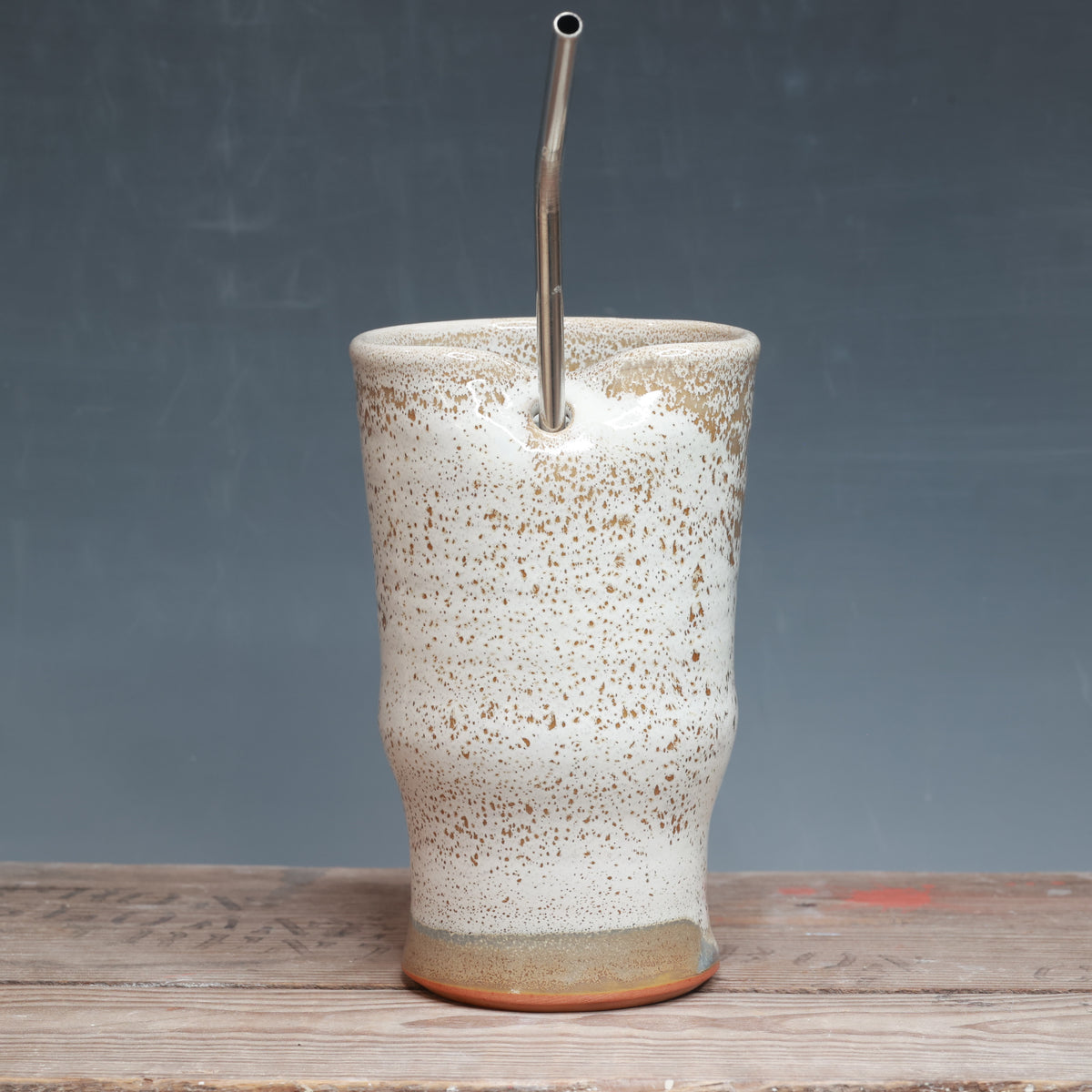 Alabaster and White Gloss Straw Cup 16 oz.