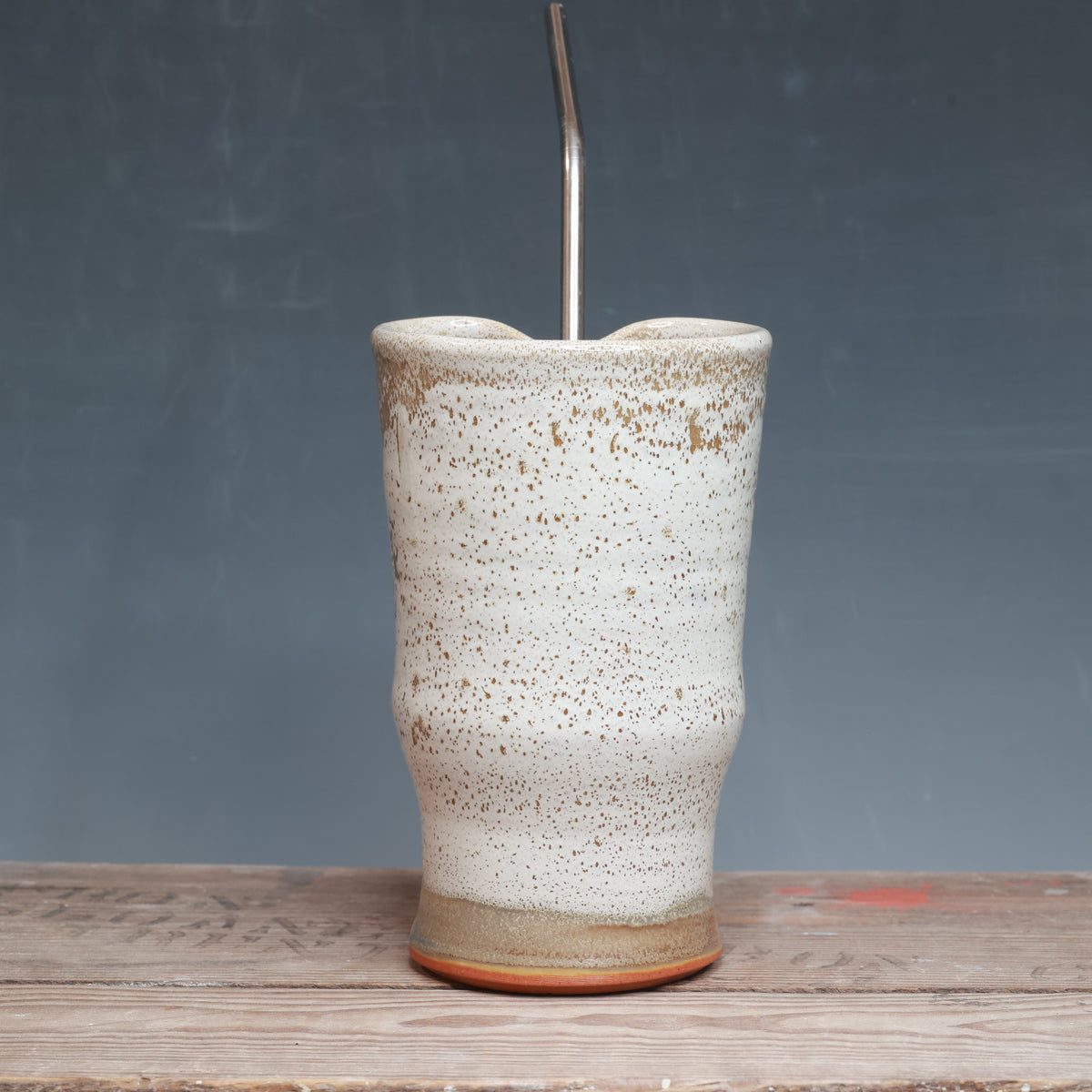 Alabaster and White Gloss Straw Cup 16 oz.