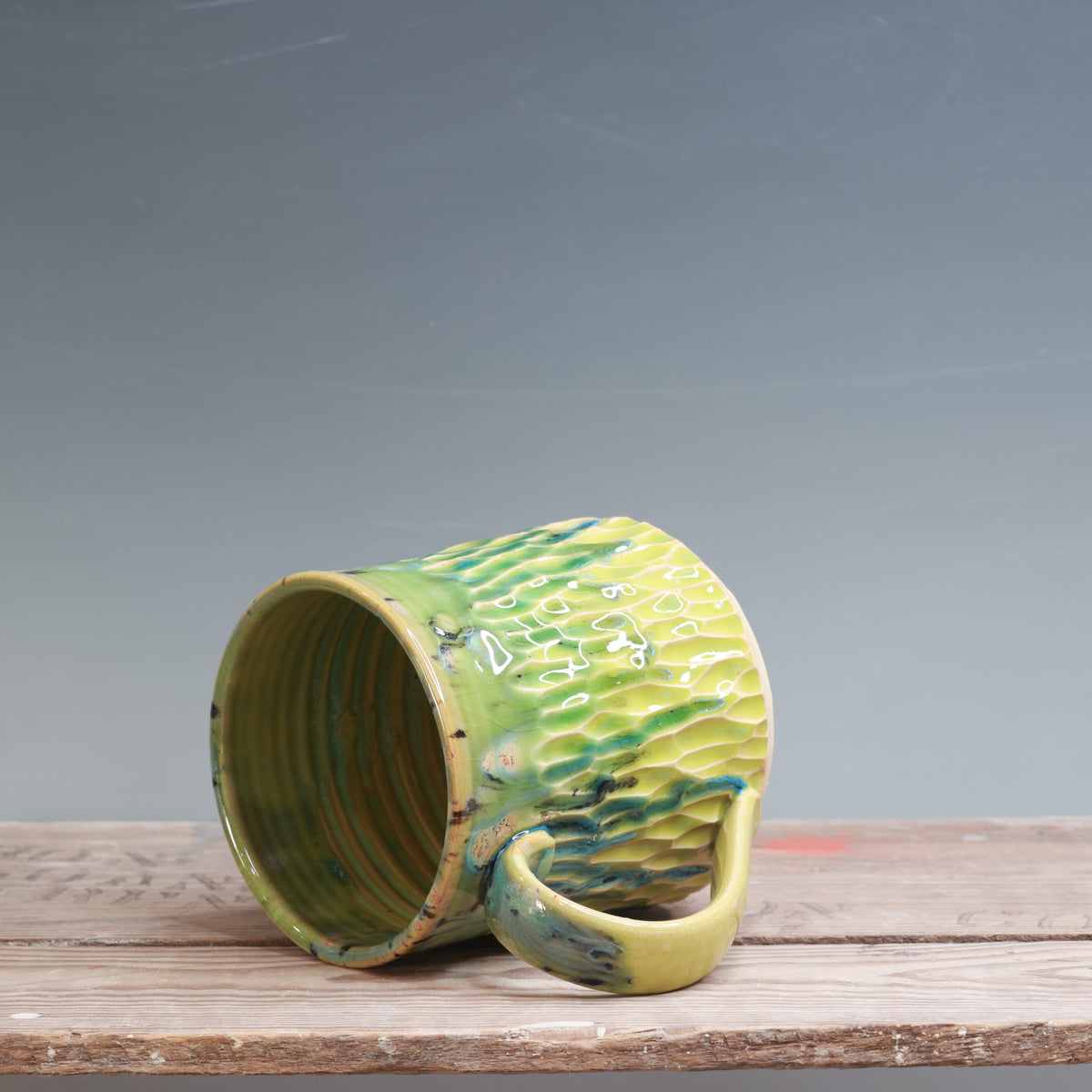 Aurora Green and Green Opal Carved Mug 16-17 oz.