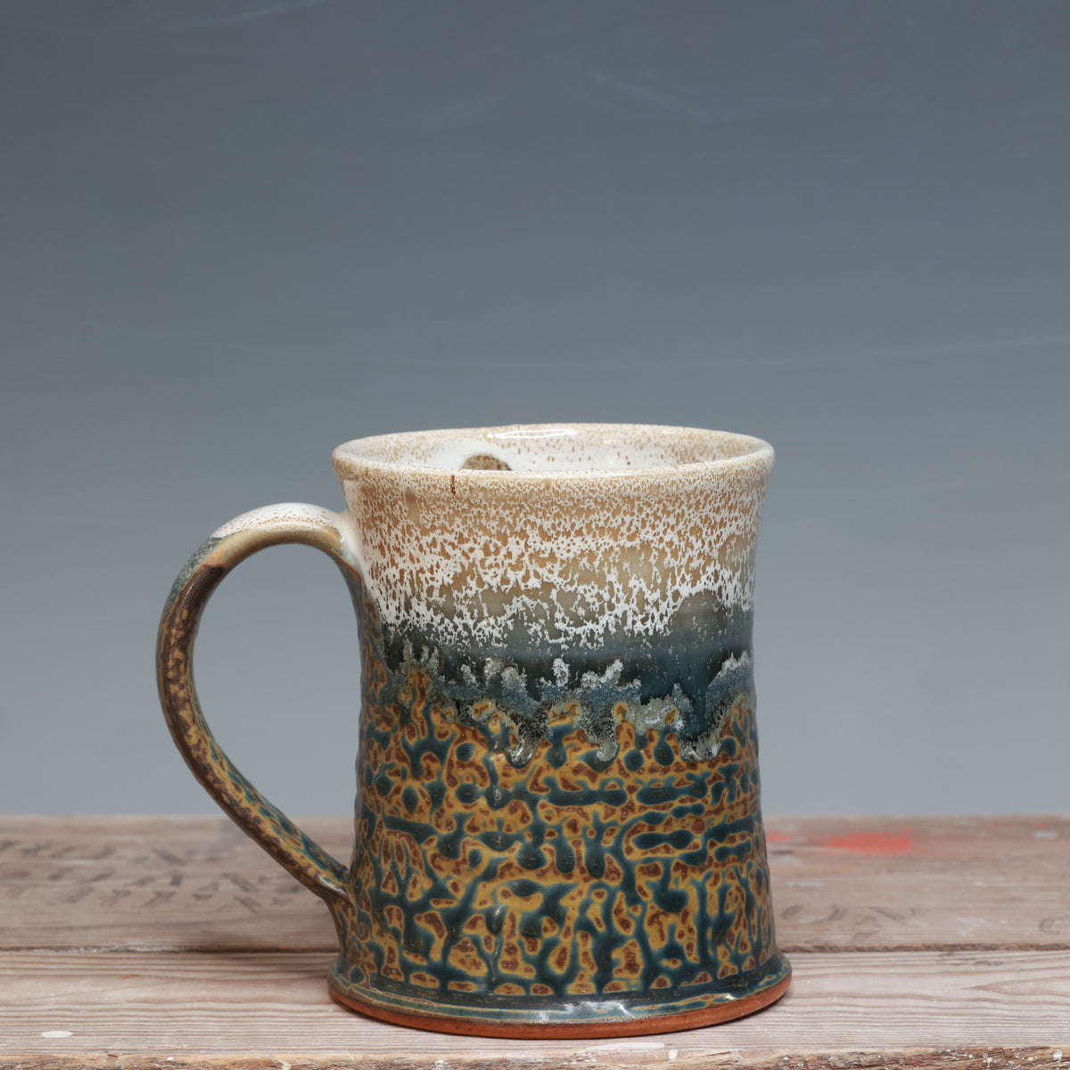 Blue ash and Alabaster Mug 16 oz.