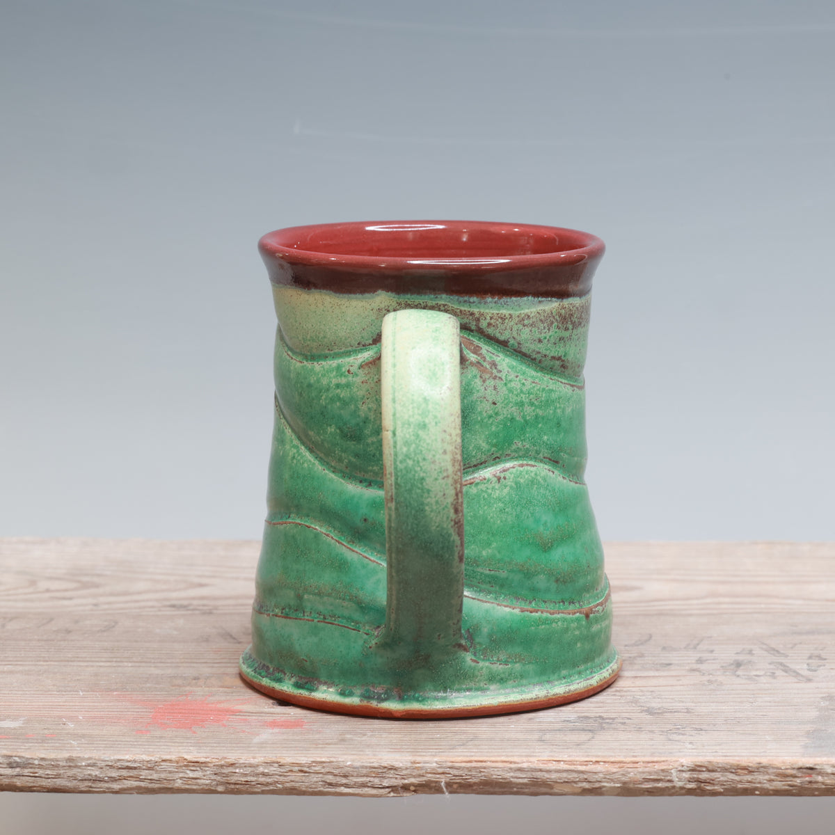 Satin Patina and Red Gloss Mug 16 oz.