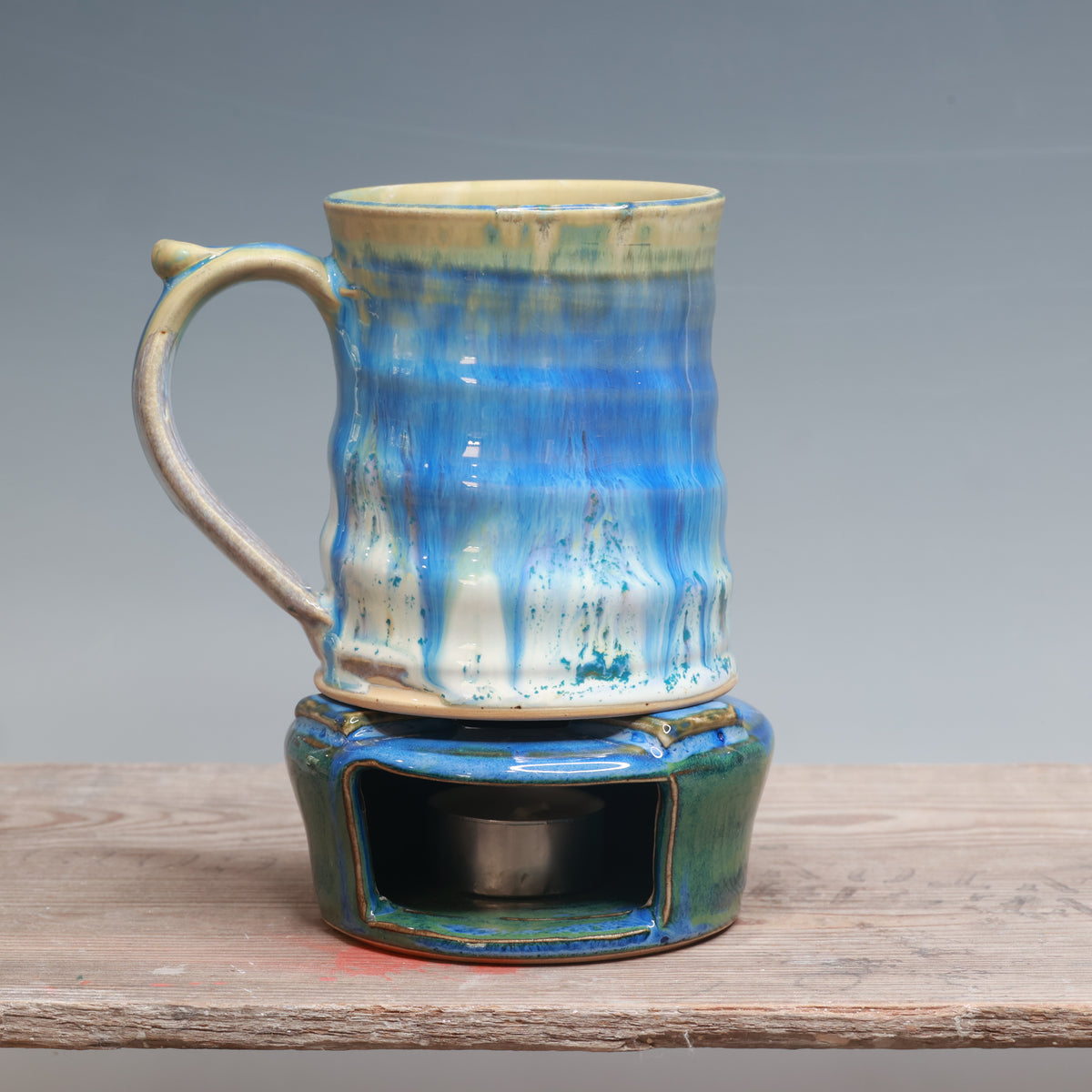 Blue Surf and Alabaster Mug Warmer