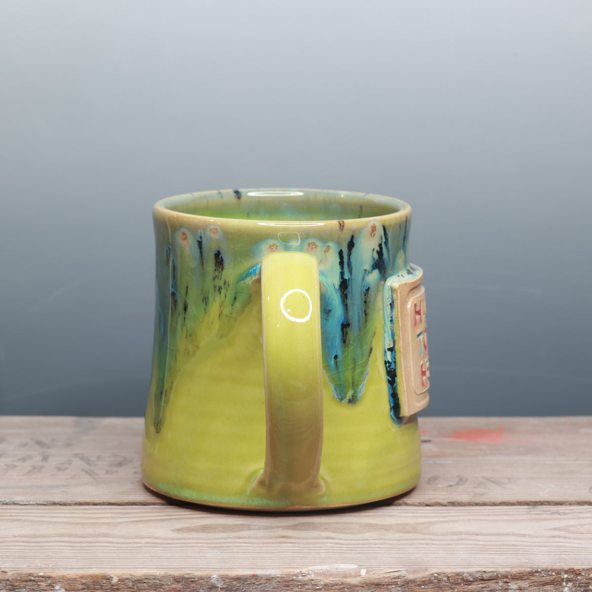 Aurora Green and Green Opal Happy to be Here Mug 16-18 oz.