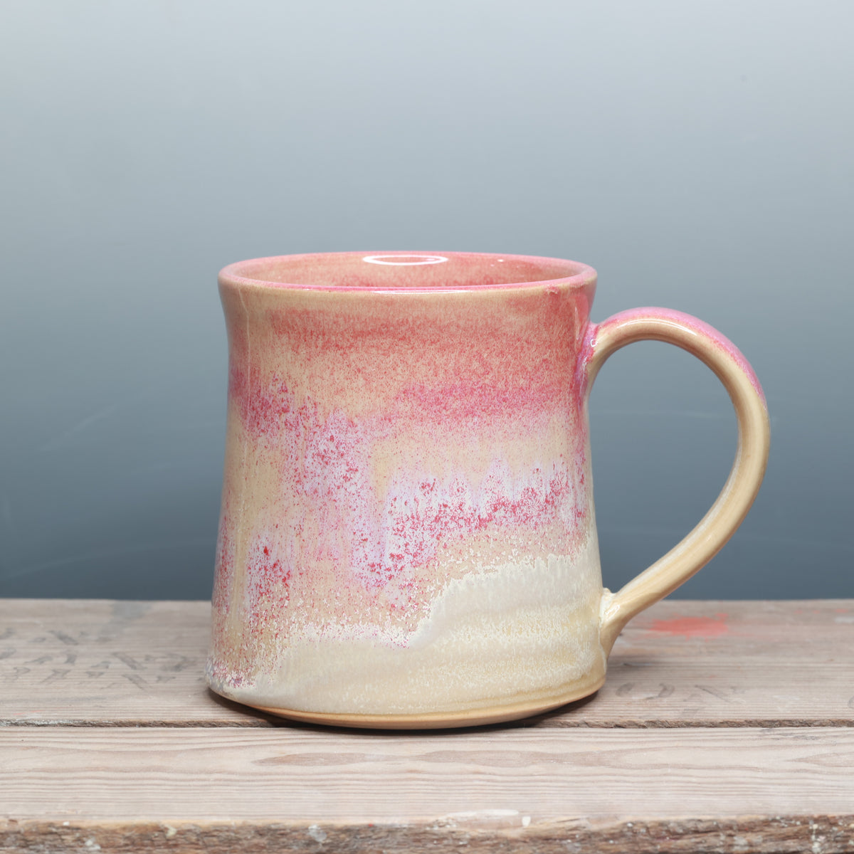 Alabaster and Raspberry Mist Happy to be Here Mug 17-18 oz.