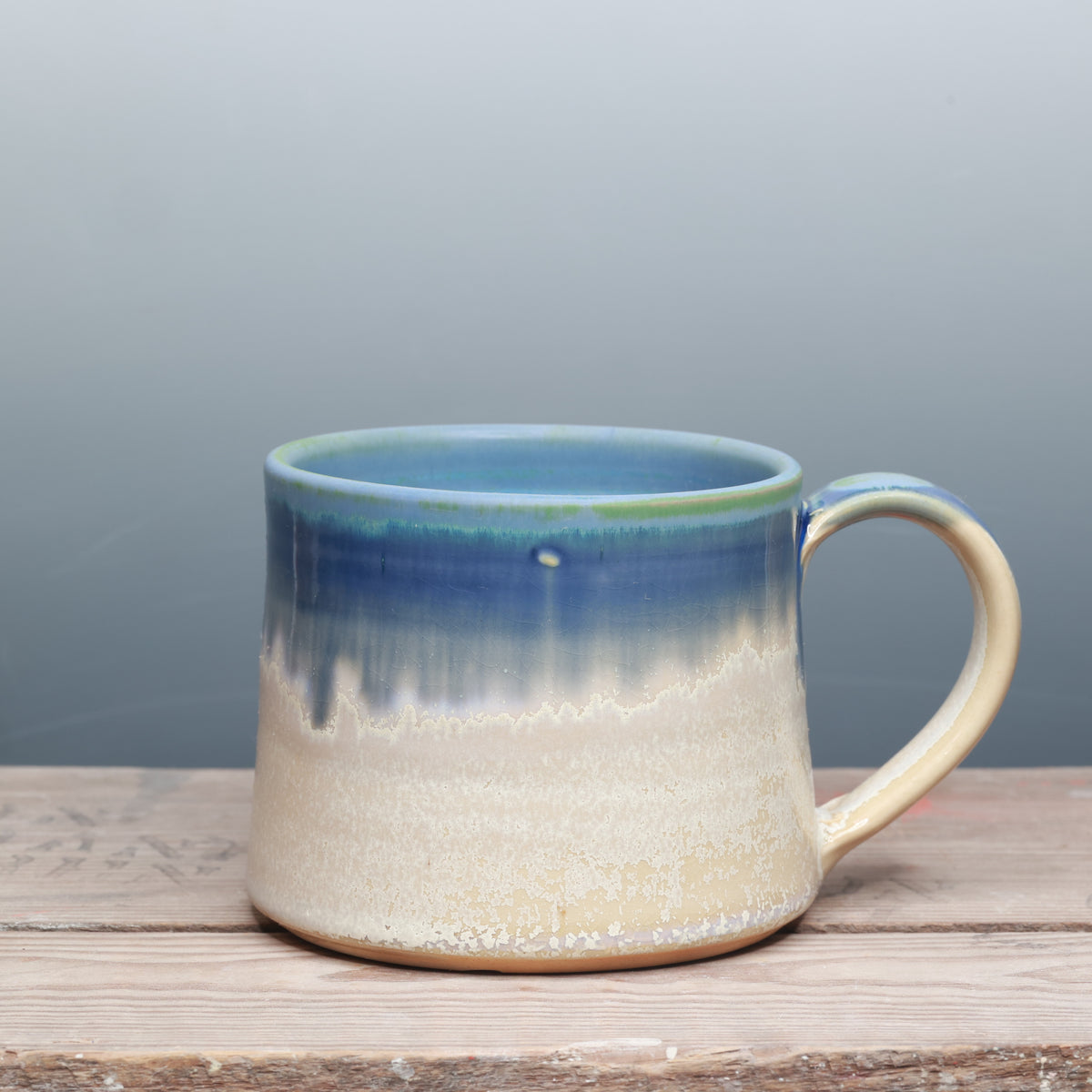 Capri Blue and Alabaster Happy to be Here Mug 18 oz.