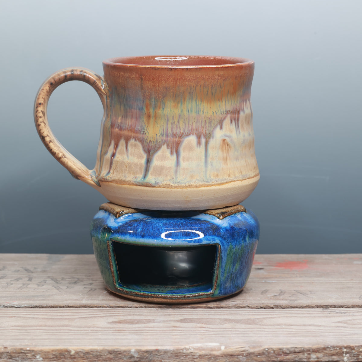 Blue Surf and Alabaster Mug Warmer