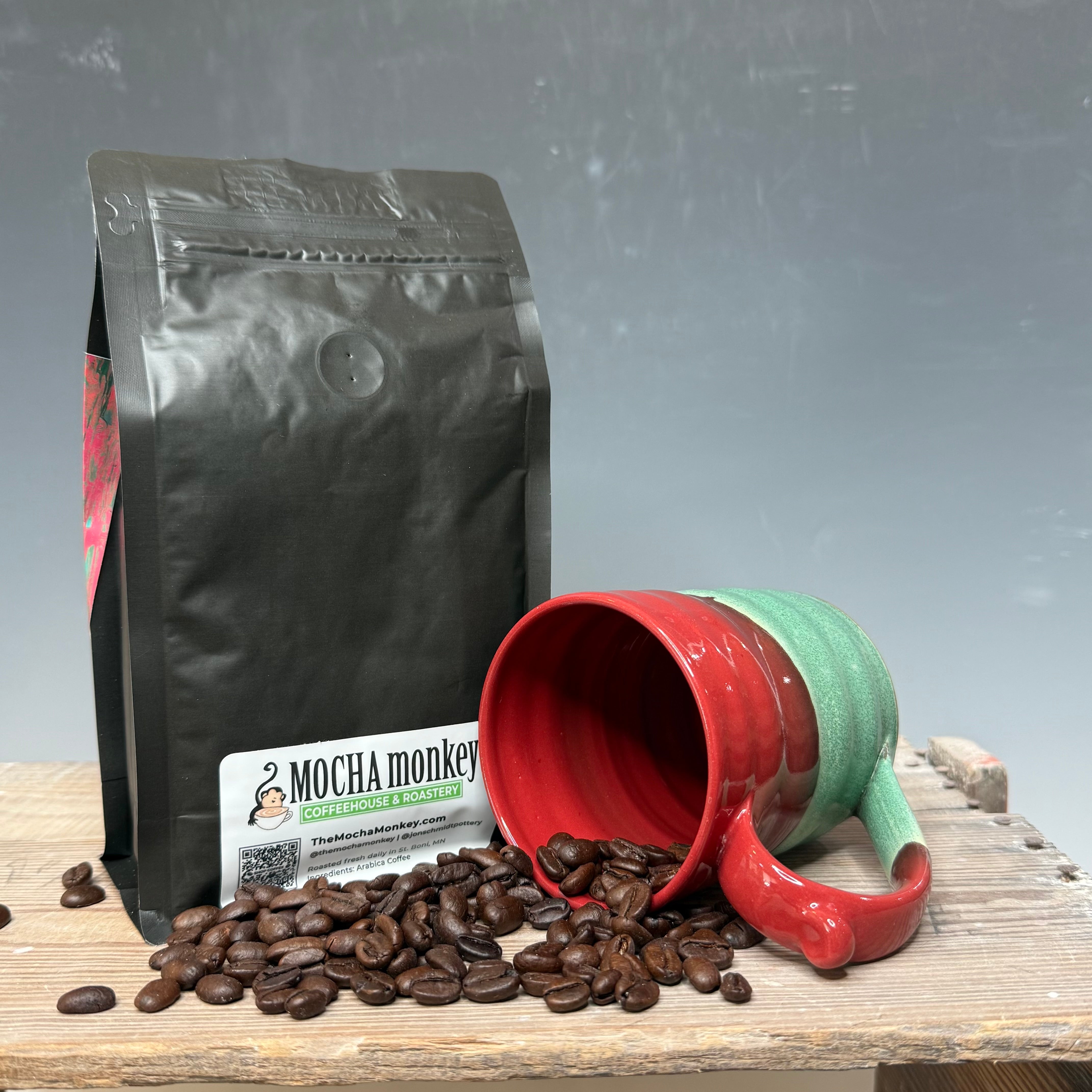 Holiday Blend Coffee Beans and Mug Bundle - 12-13 oz.