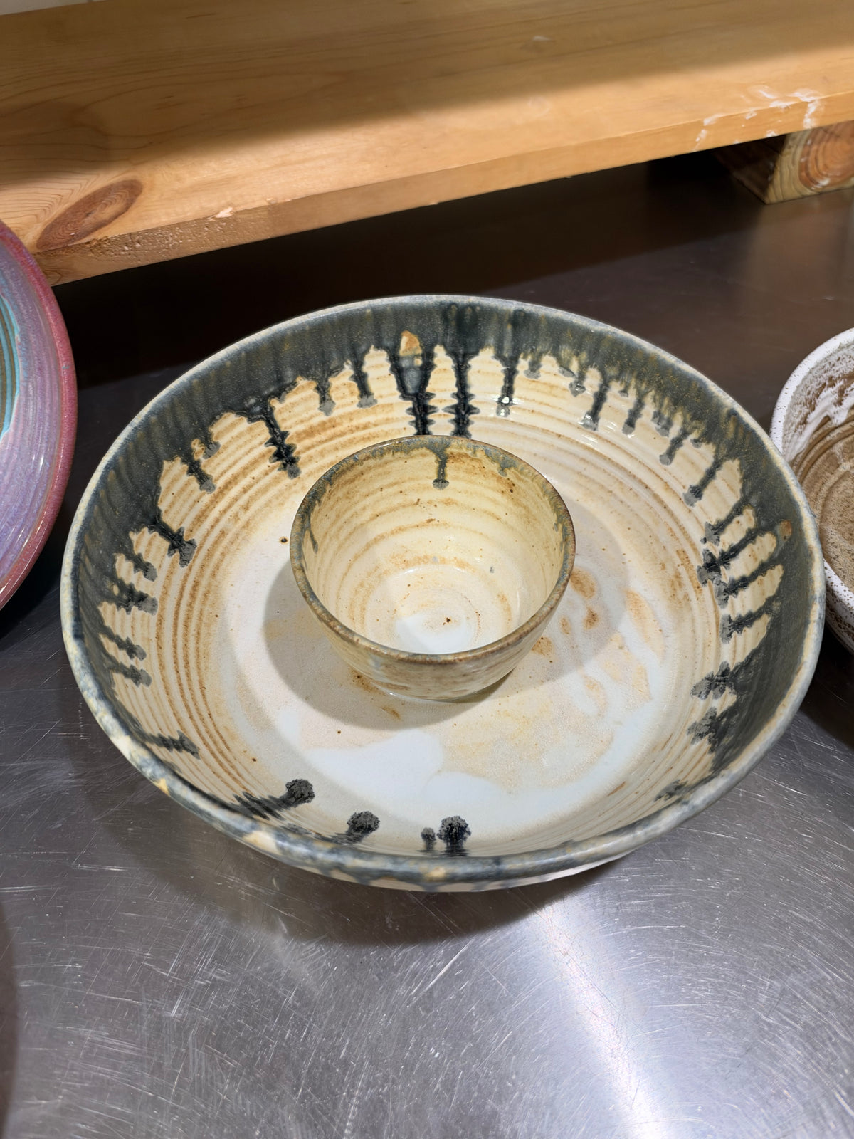 Blue Ash and Salt Glazed Chip and Dip