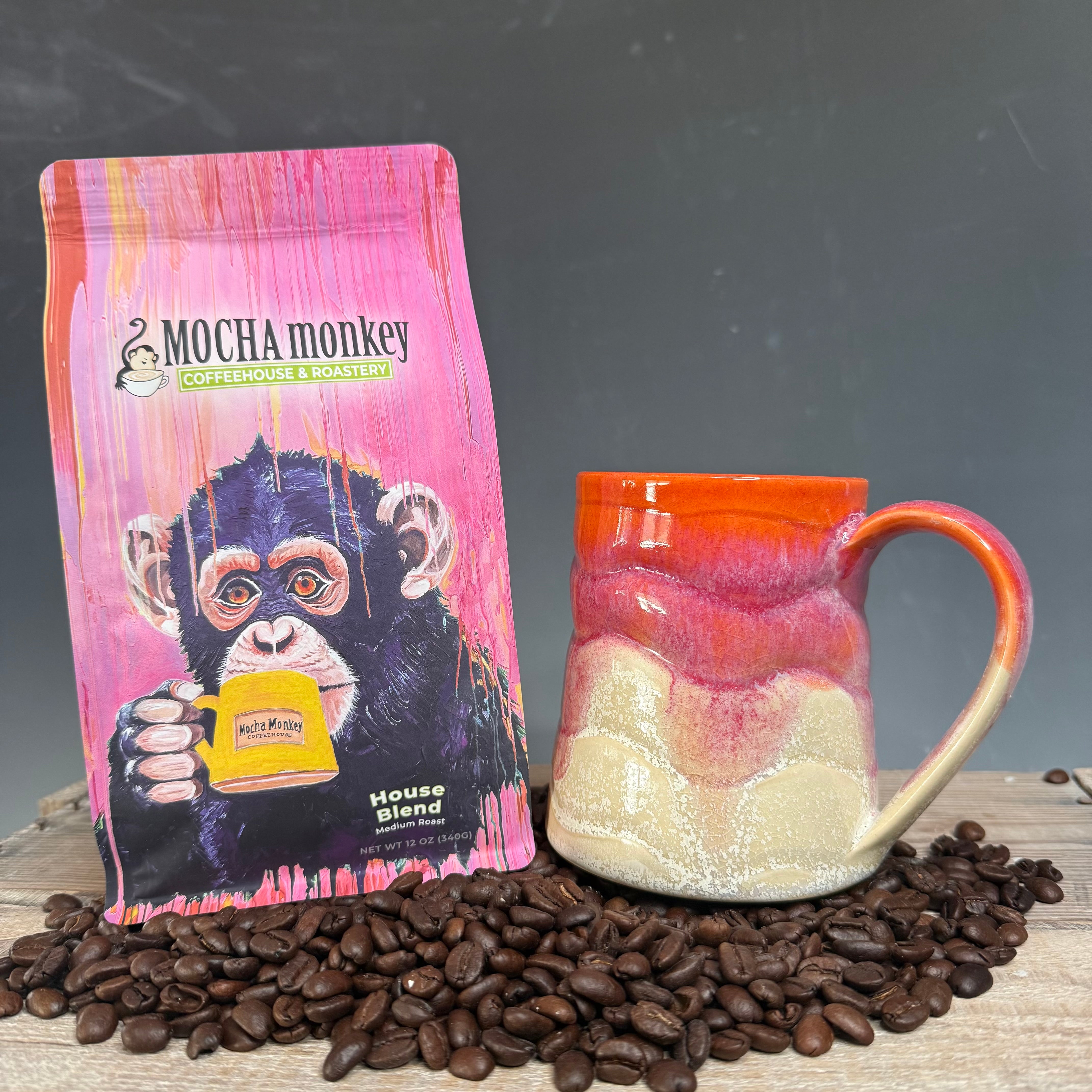 Coffee Beans and Mug 20-21oz. Combo - House Blend Medium Roast