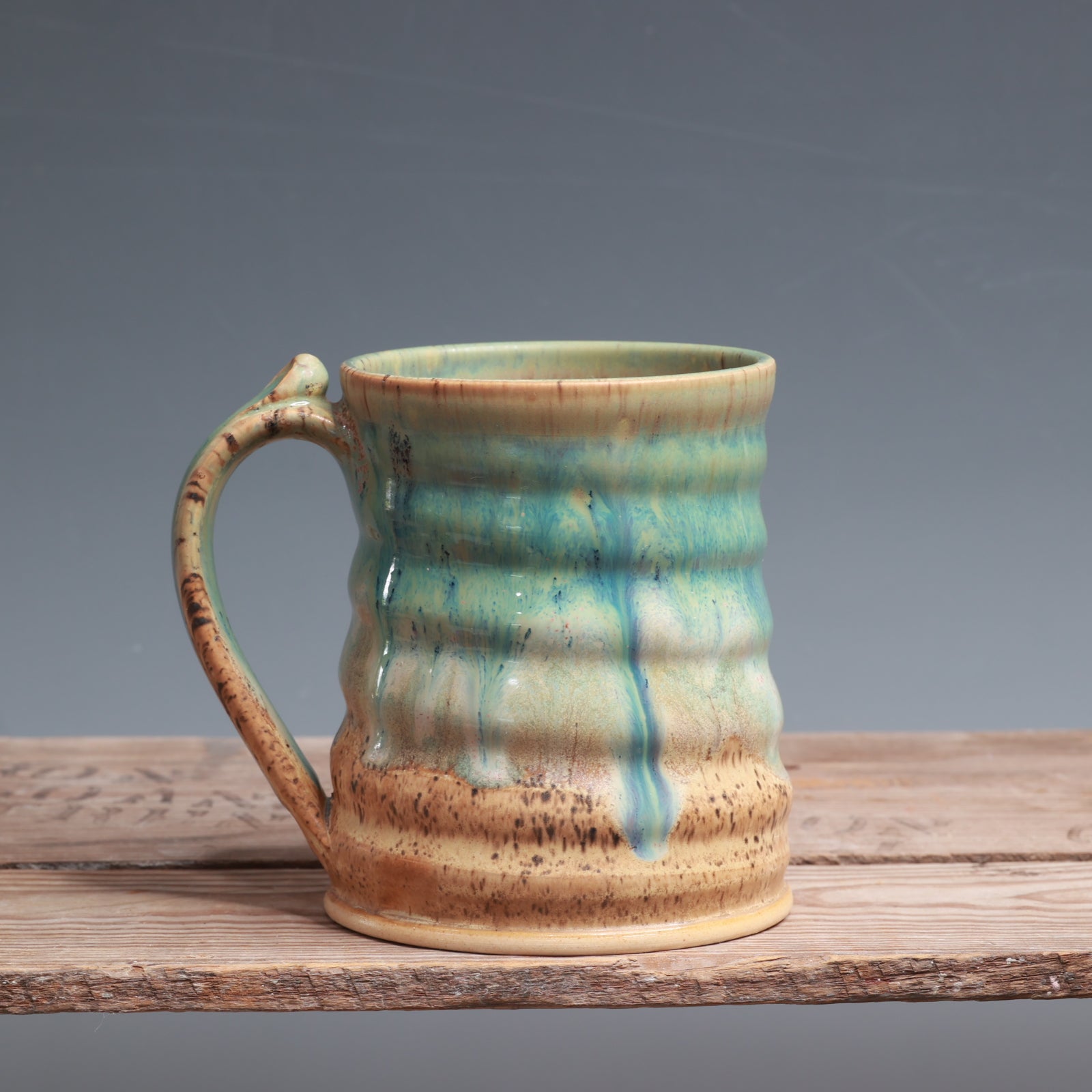 Aurora Green over Sandstone Mug - 15 oz.