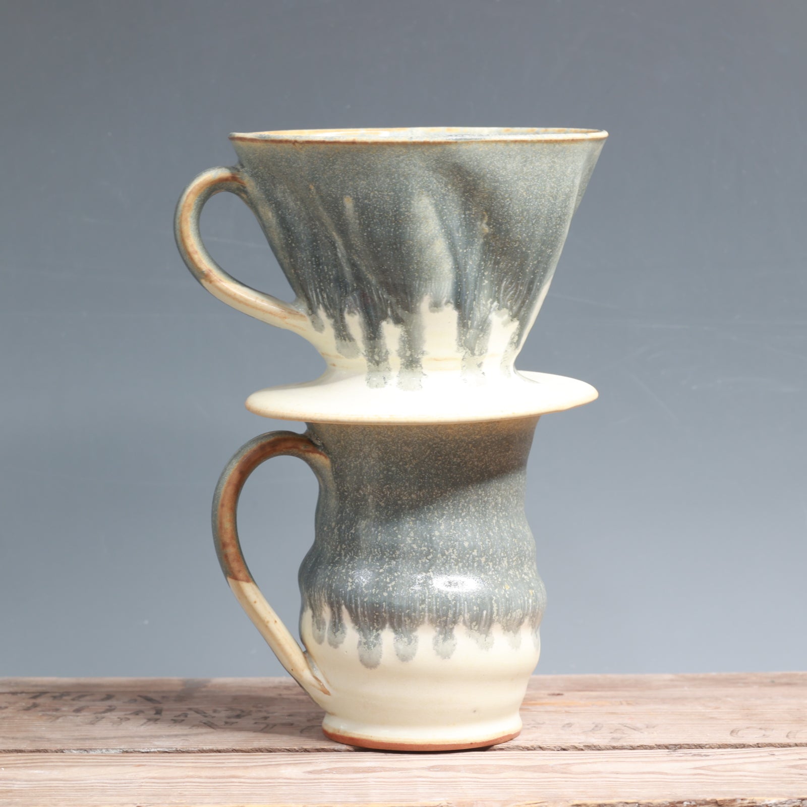 Blue Ash and Salt Mug with Pour over Set