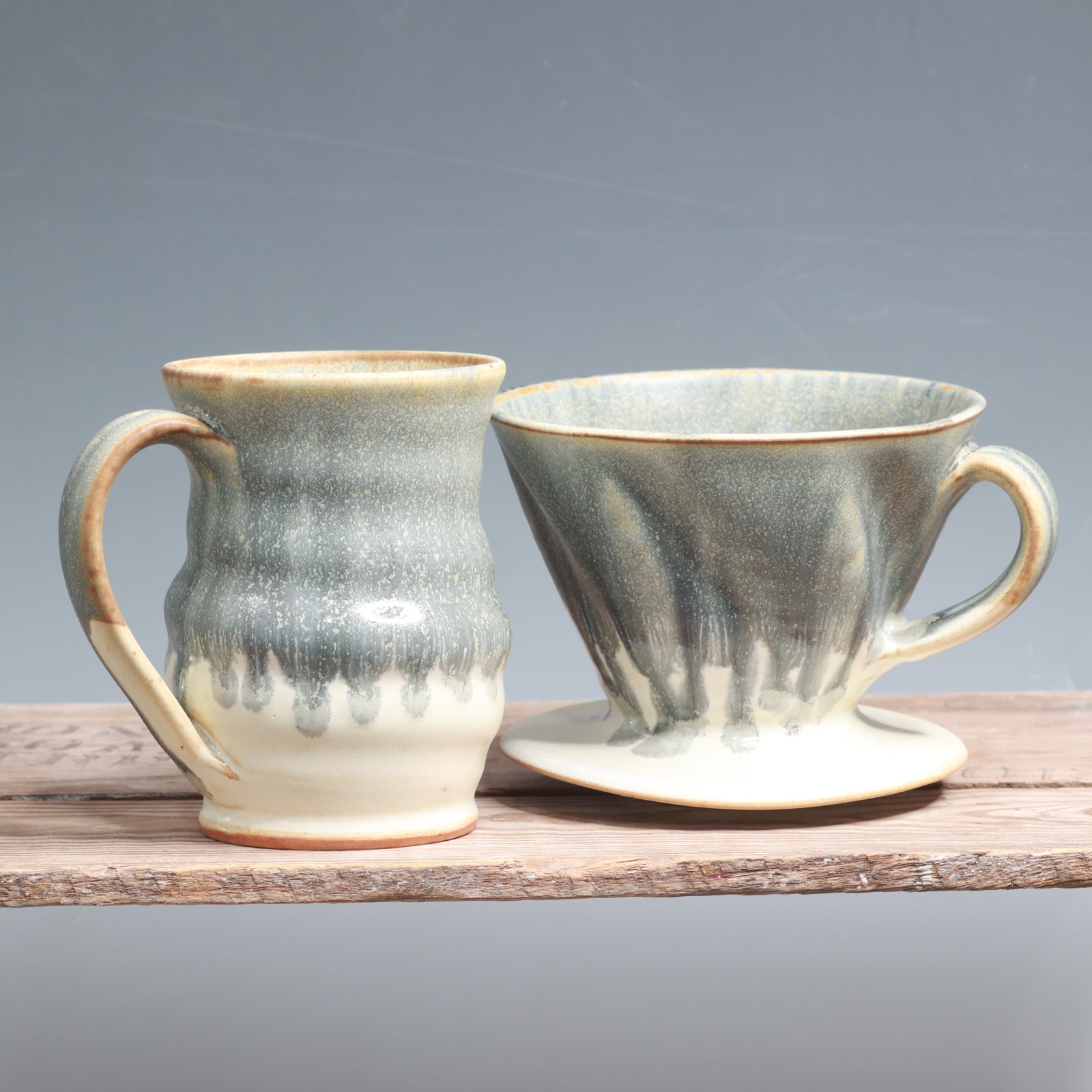 Blue Ash and Salt Mug with Pour over Set