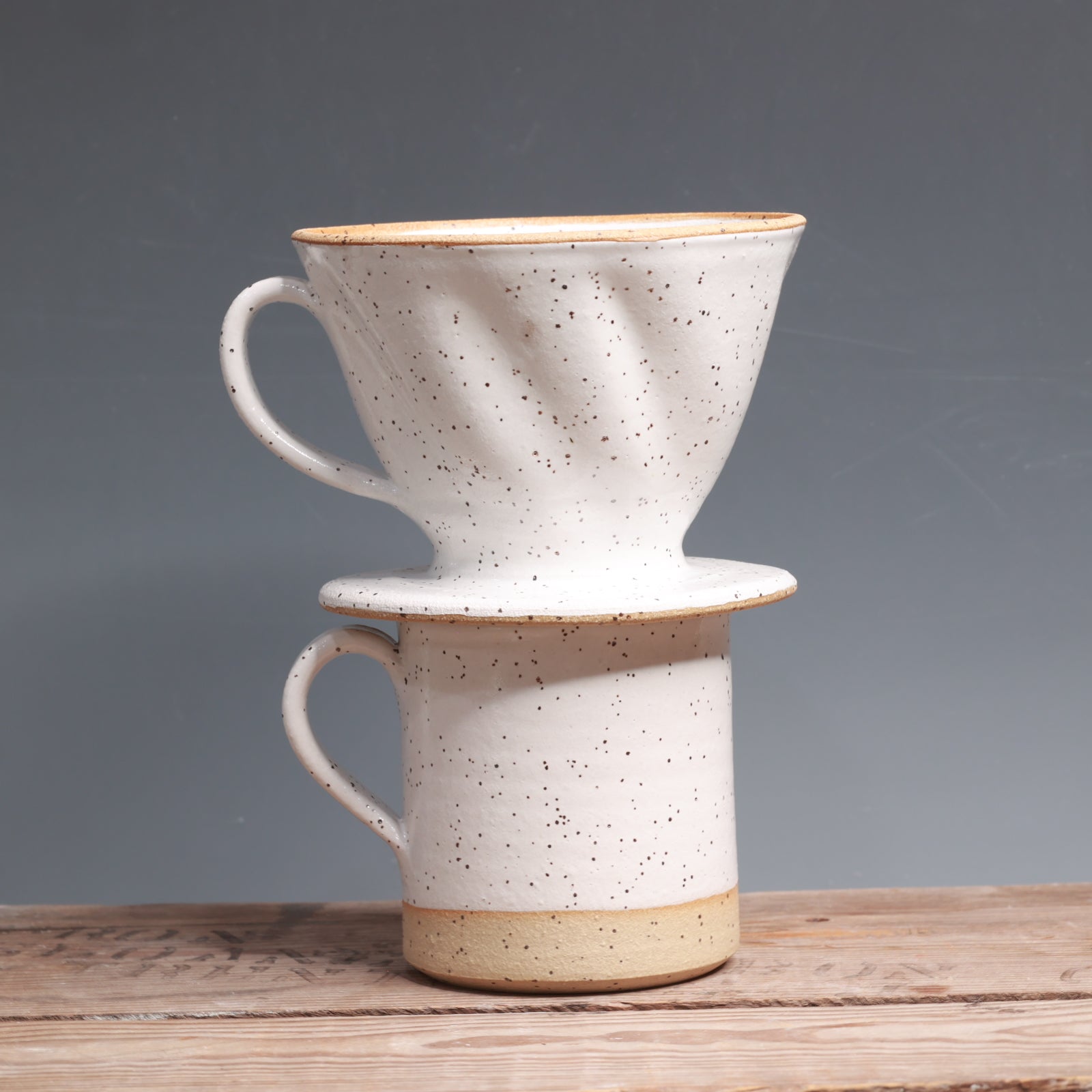 White Speckle Mug with Pour over Set