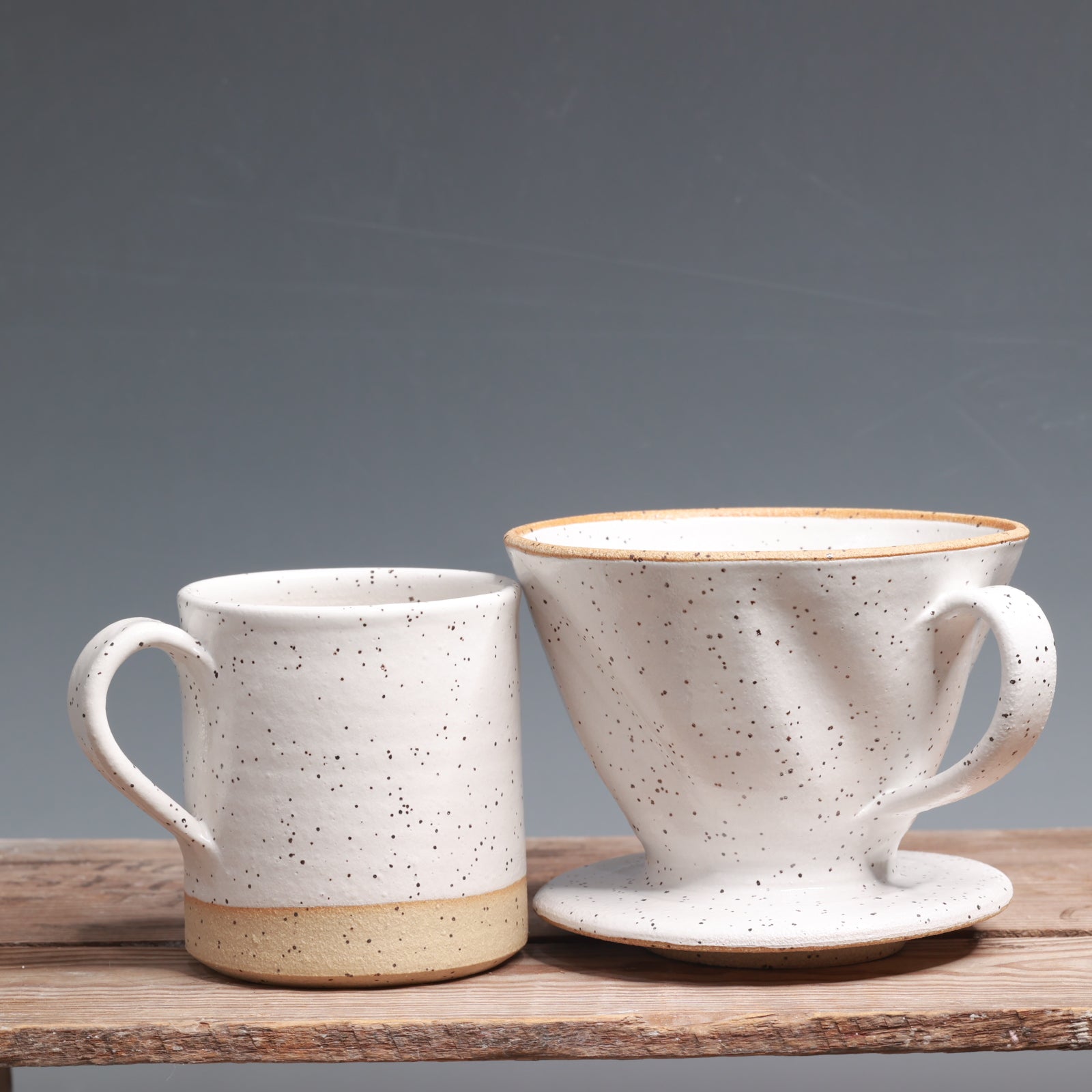 White Speckle Mug with Pour over Set