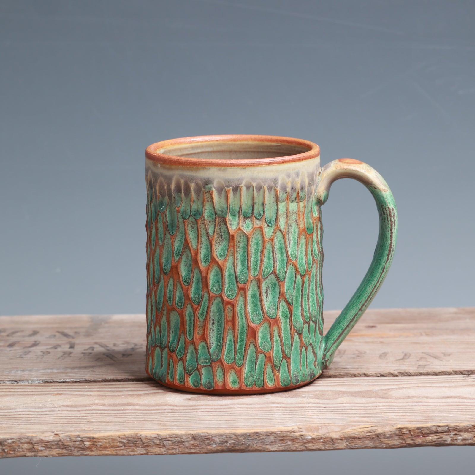 Satin Patina Carved Mug - 10 oz.