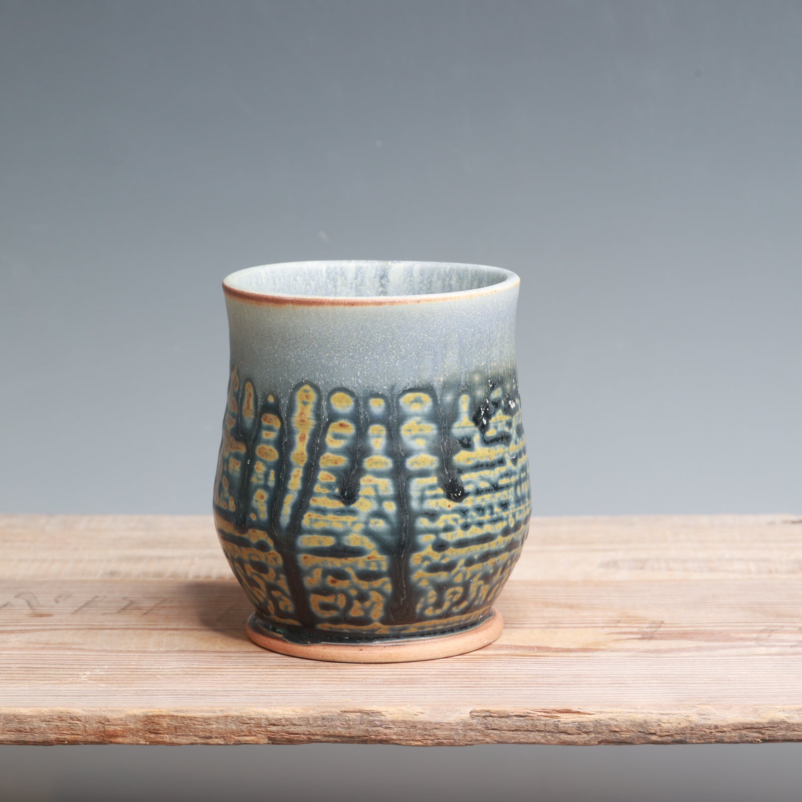 Blue Ash over Salt Thumb Cup - 11-12 oz.