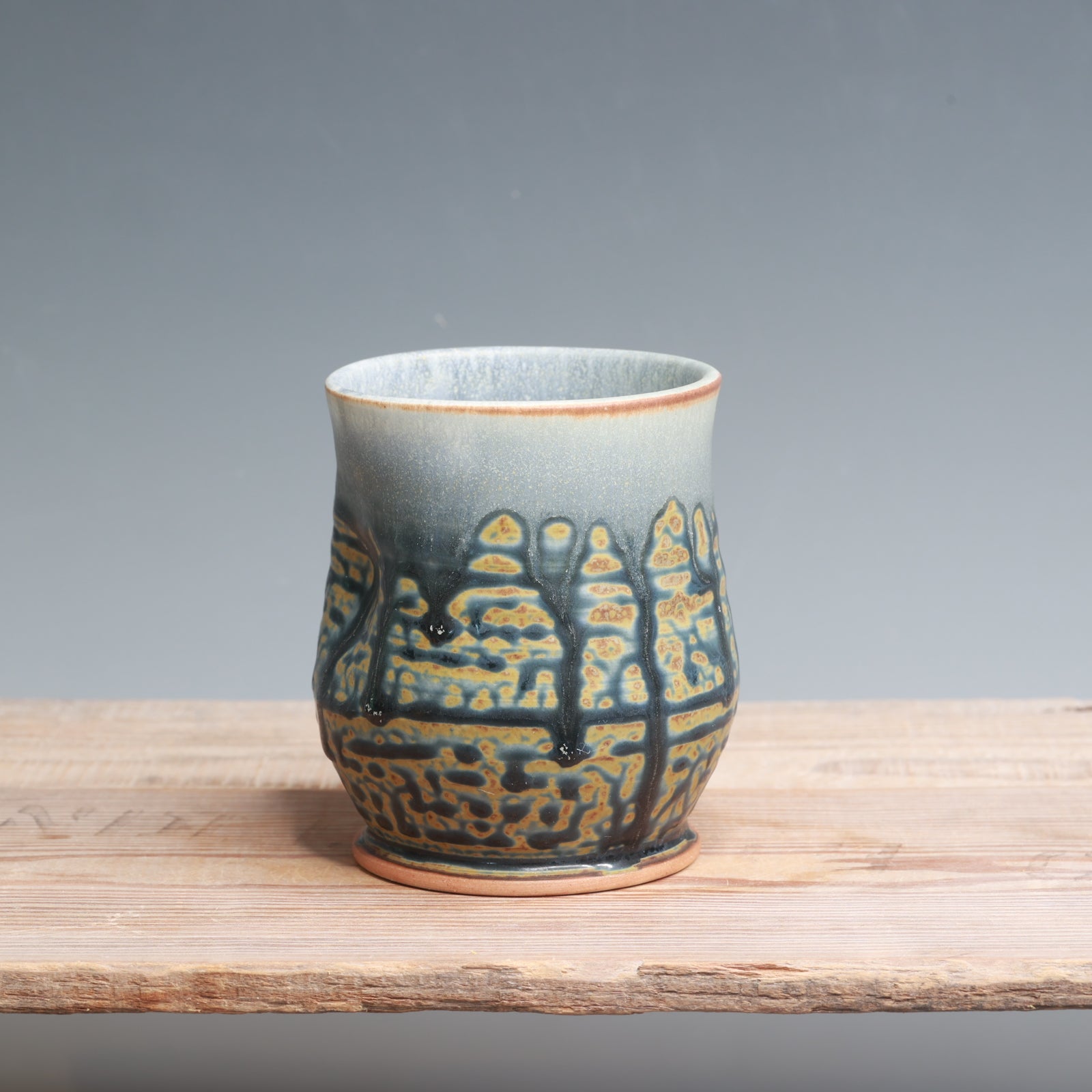 Blue Ash over Salt Thumb Cup - 11-12 oz.