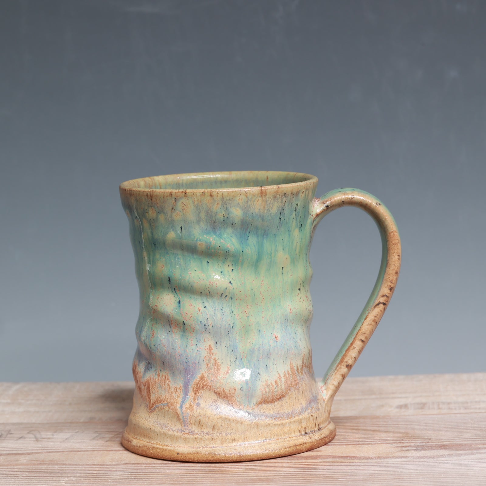 Aurora Green over Sandstone Mug - 13-15 oz.