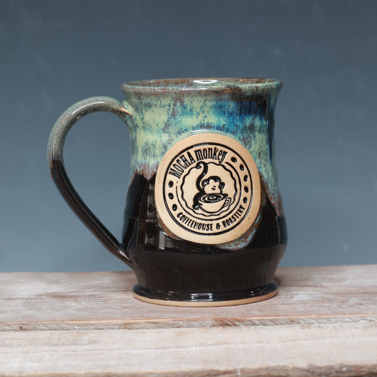 Northern Lights Mocha Monkey mug 15-16 oz.