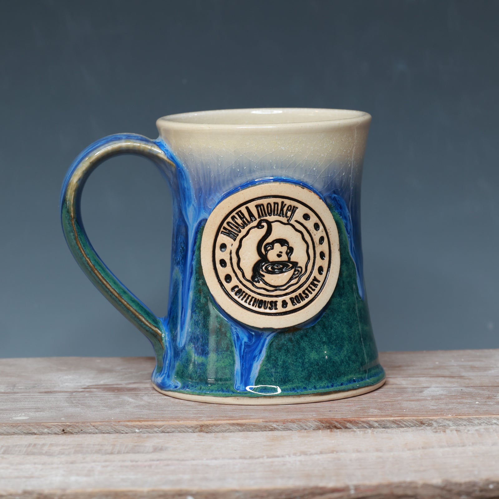 Blue Surf Mocha Monkey mug 14 oz.
