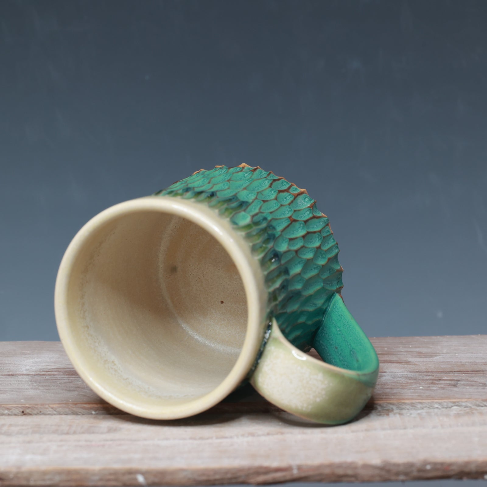 Satin Patina Carved mug - 14-15 oz.