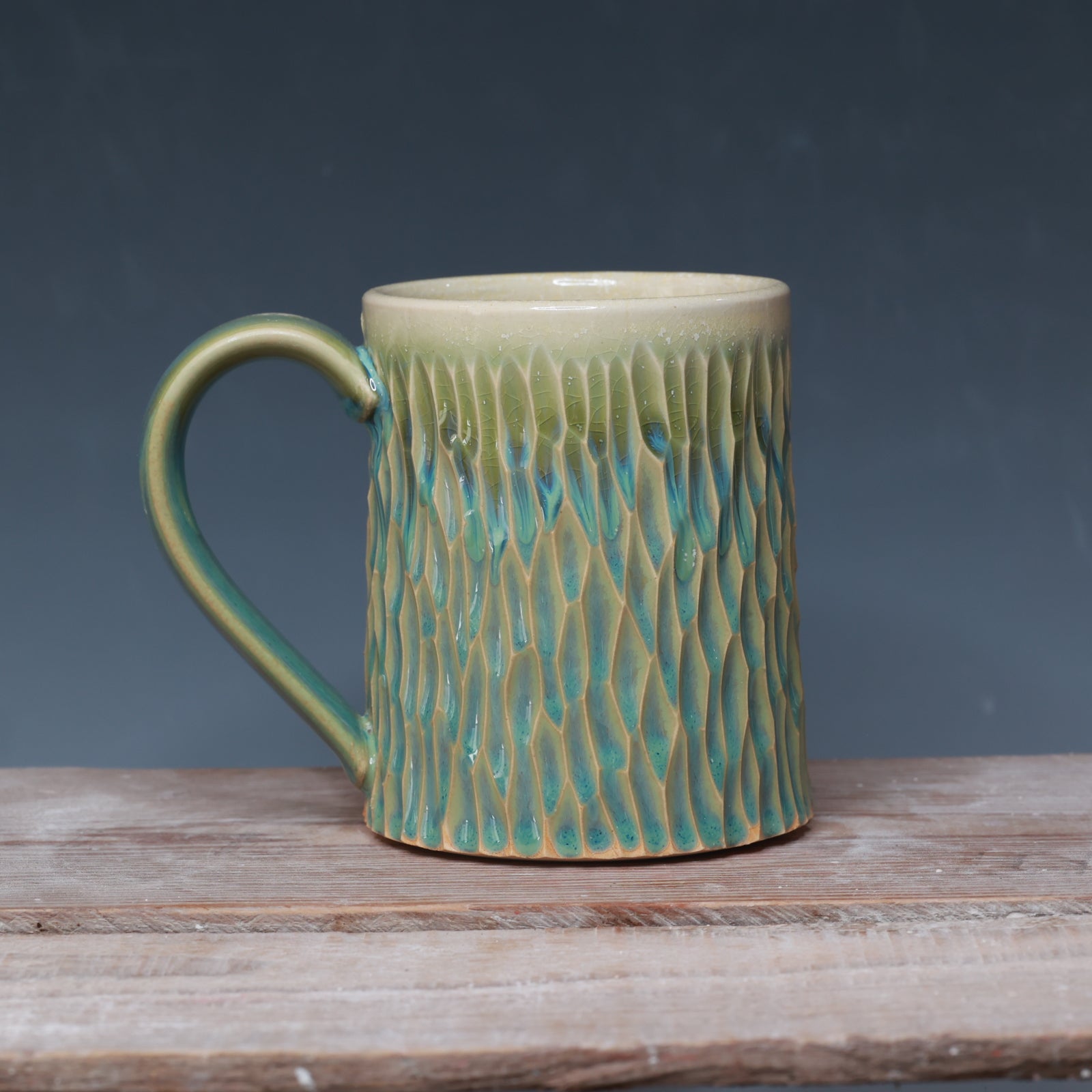 Green Tea Carved mug - 13-14 oz.